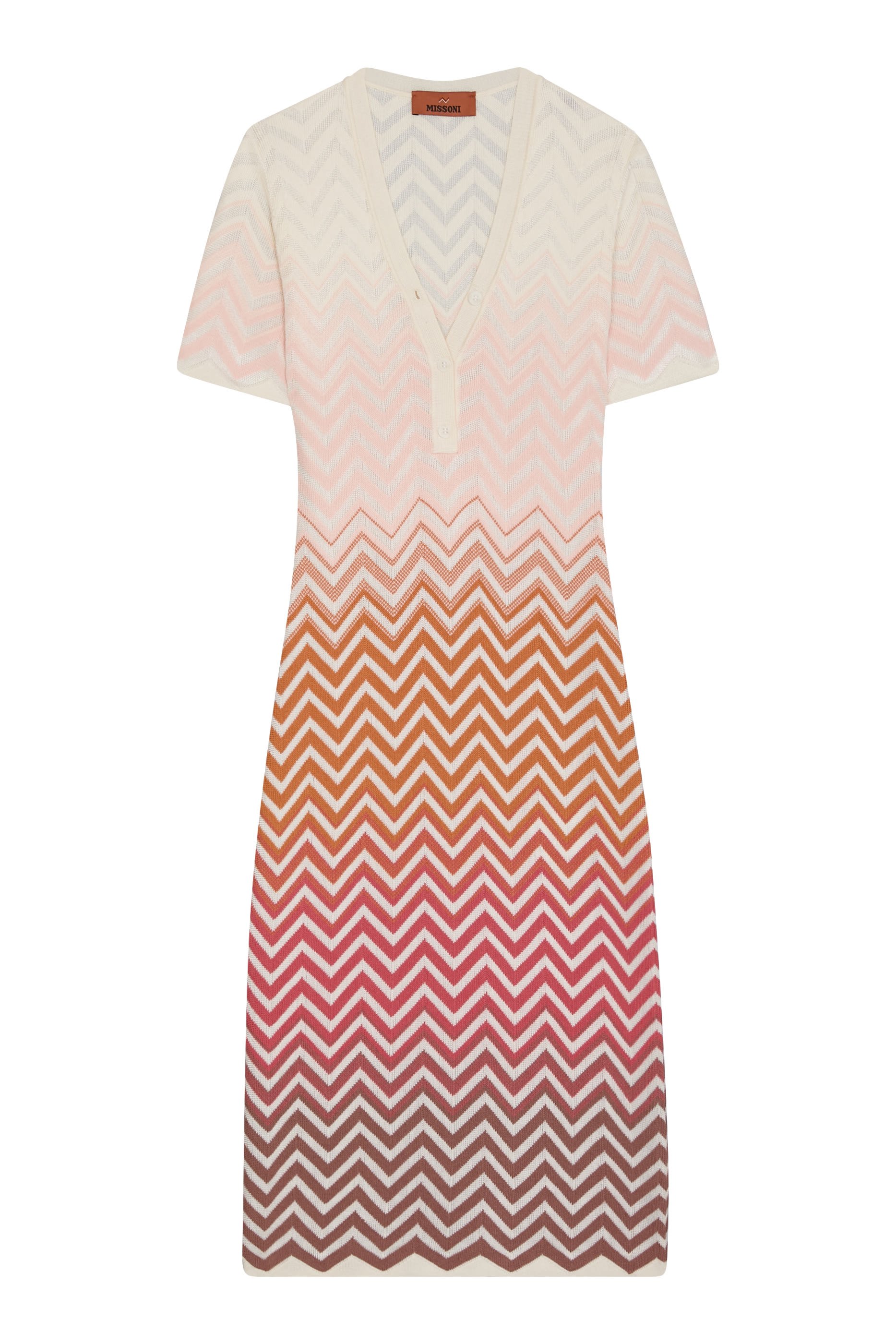 Chevron D&eacute;grad&eacute; Cotton and Viscose Midi Dress