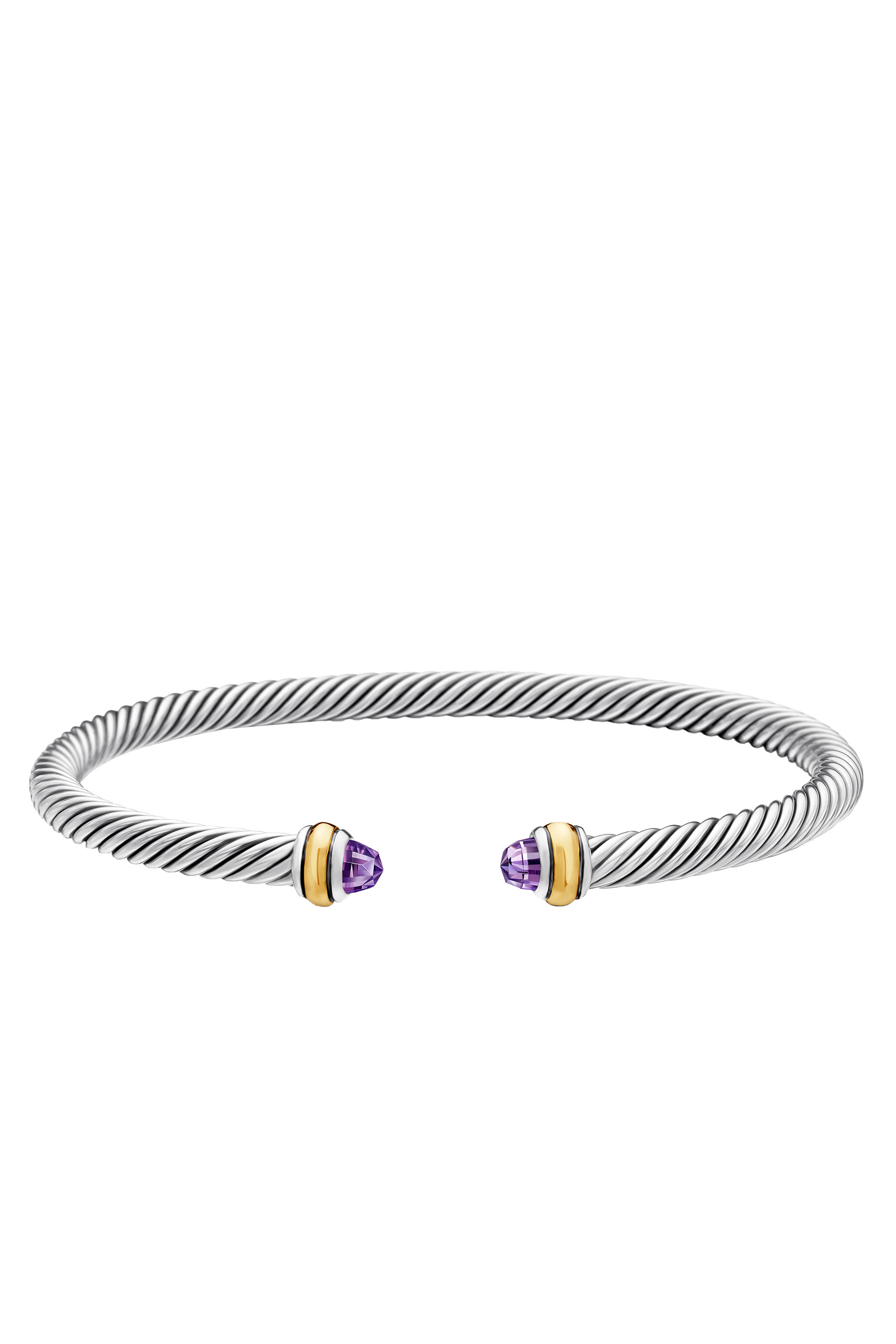 Sterling Silver, 18K Yellow Gold & Amethyst Classic Cable Bracelet
