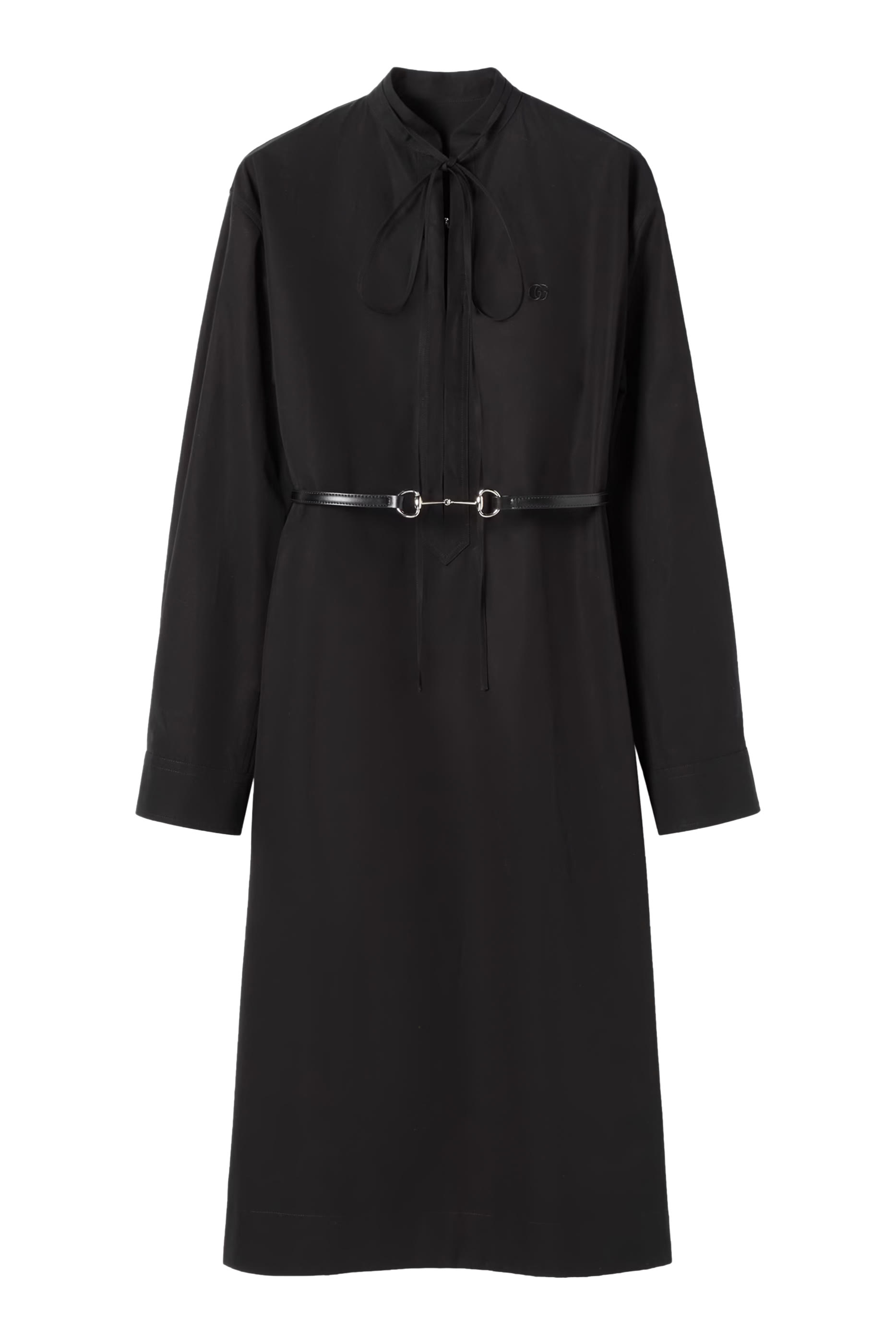 Cotton Poplin Dress with Horsebit Belt