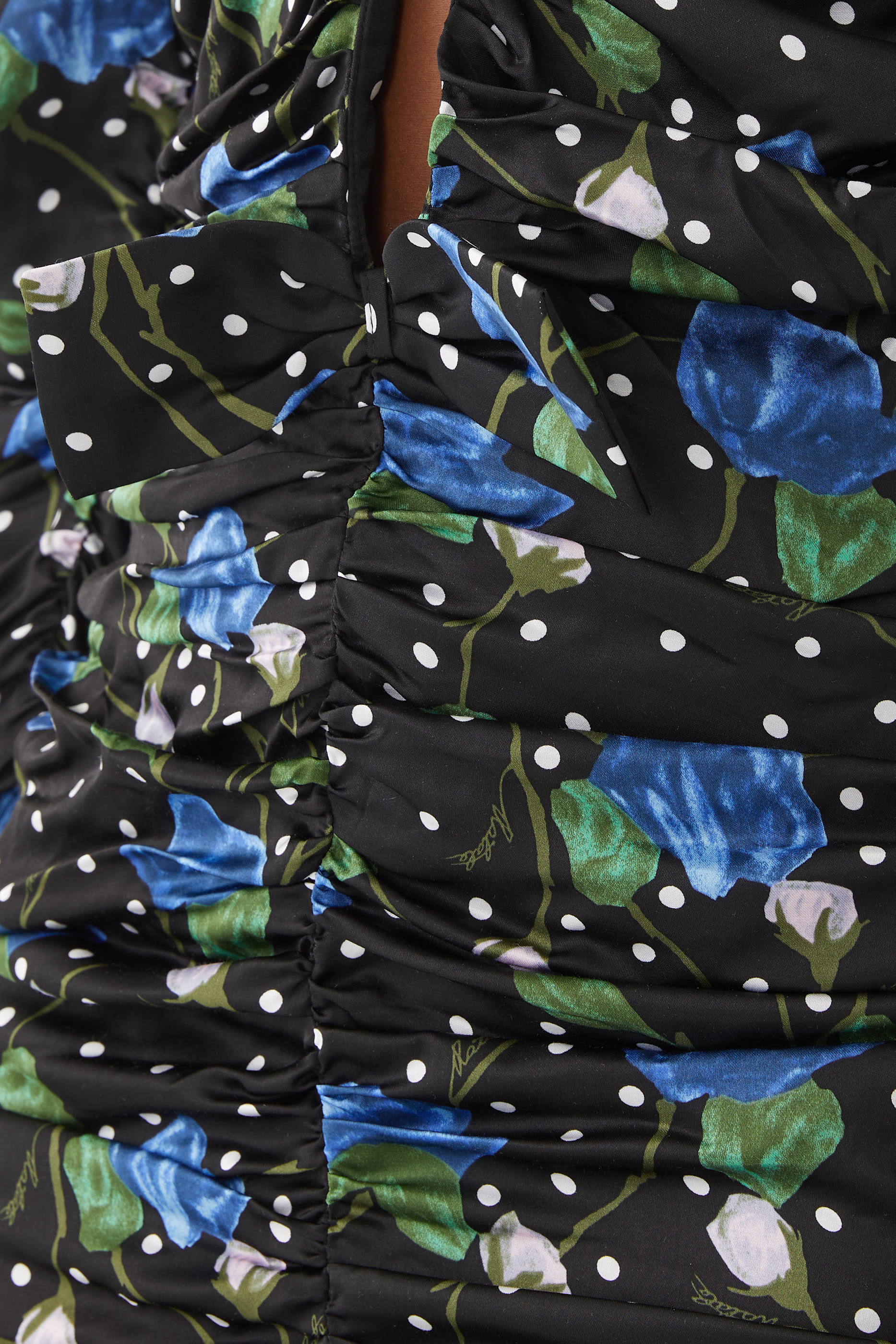 Satin Ruffle Print Mini Dress