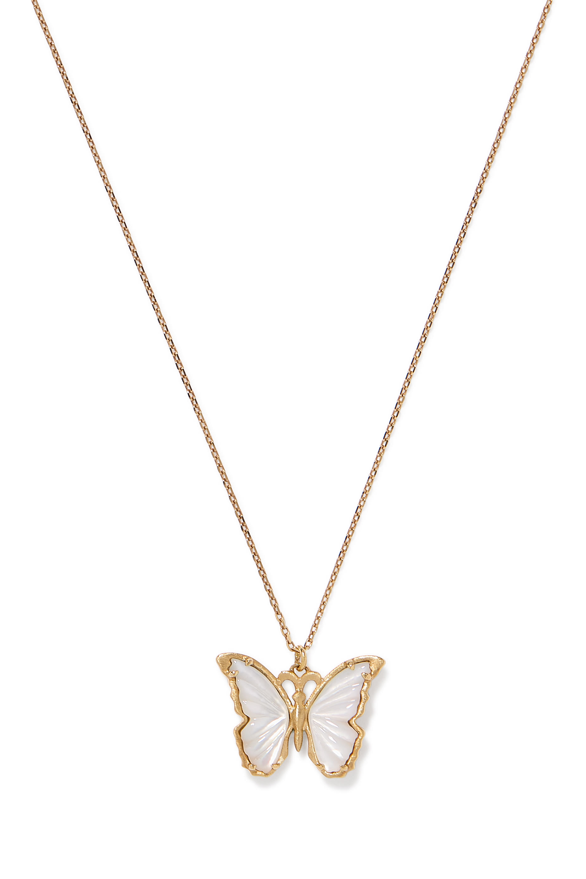 Butterfly Pendant, 18k Yellow Gold & Mother of Pearl
