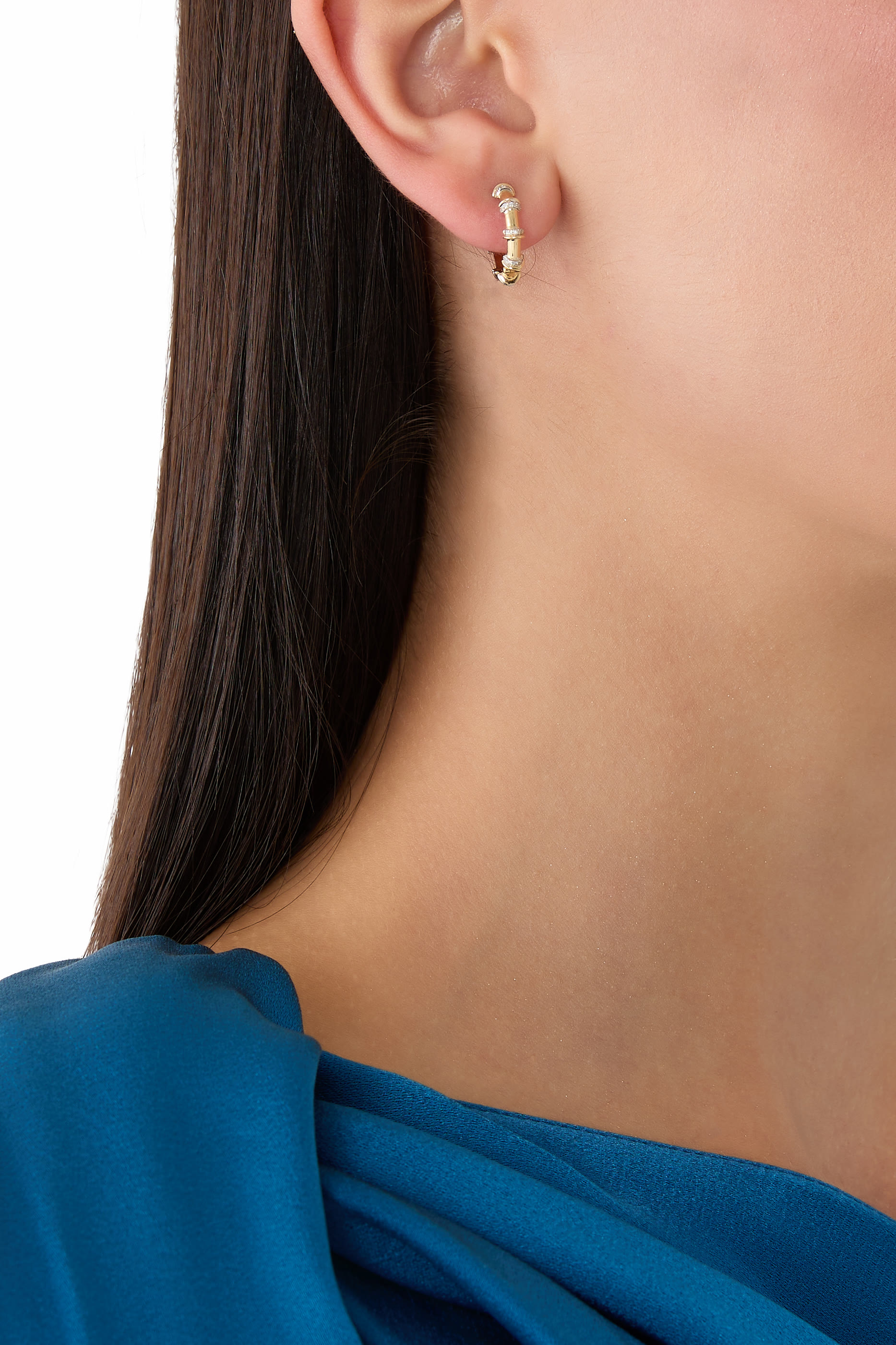 Milky Hoops, 18K Yellow Gold & Diamonds
