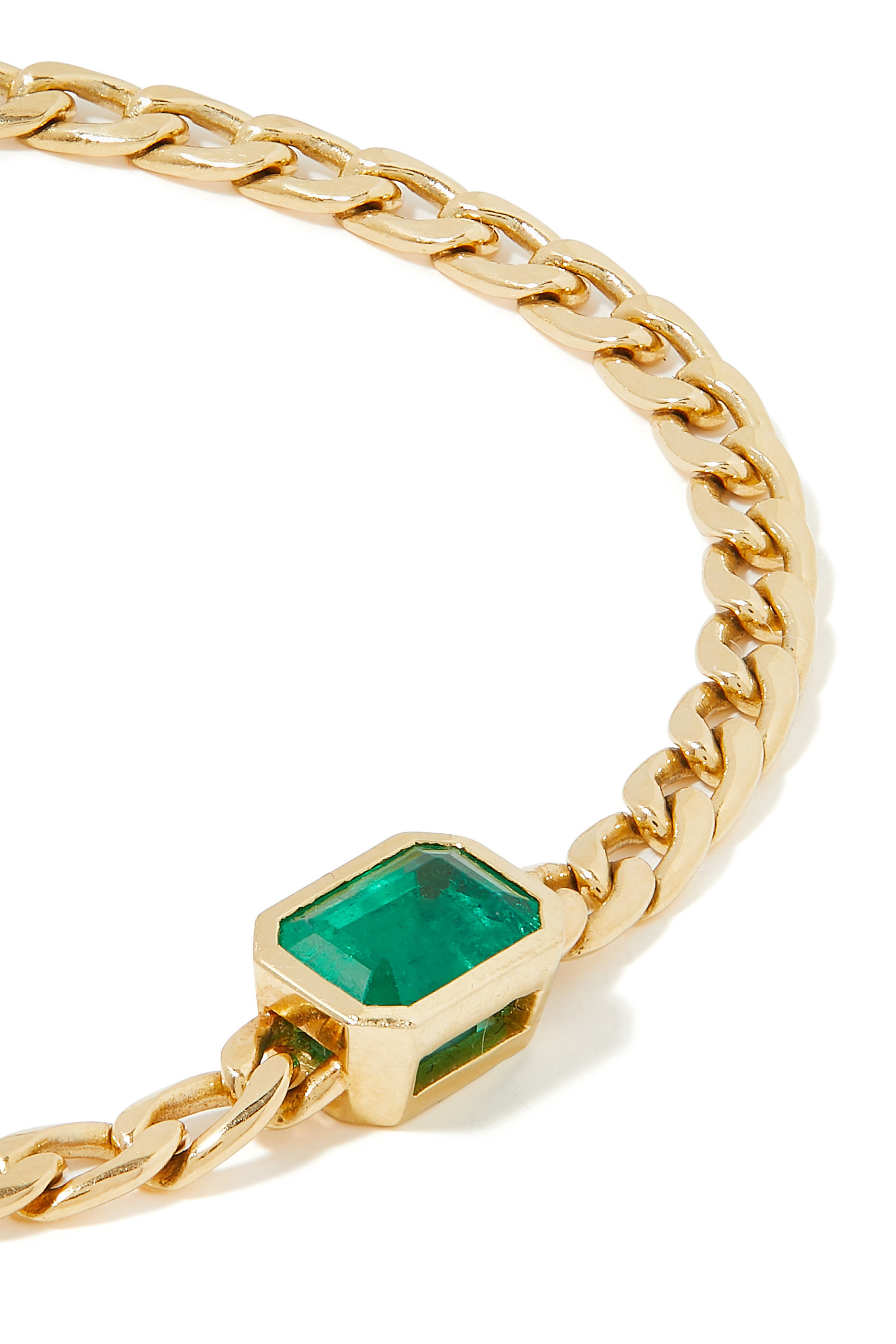 Vinatge Chain Bracelet, 18k Gold & Emerald