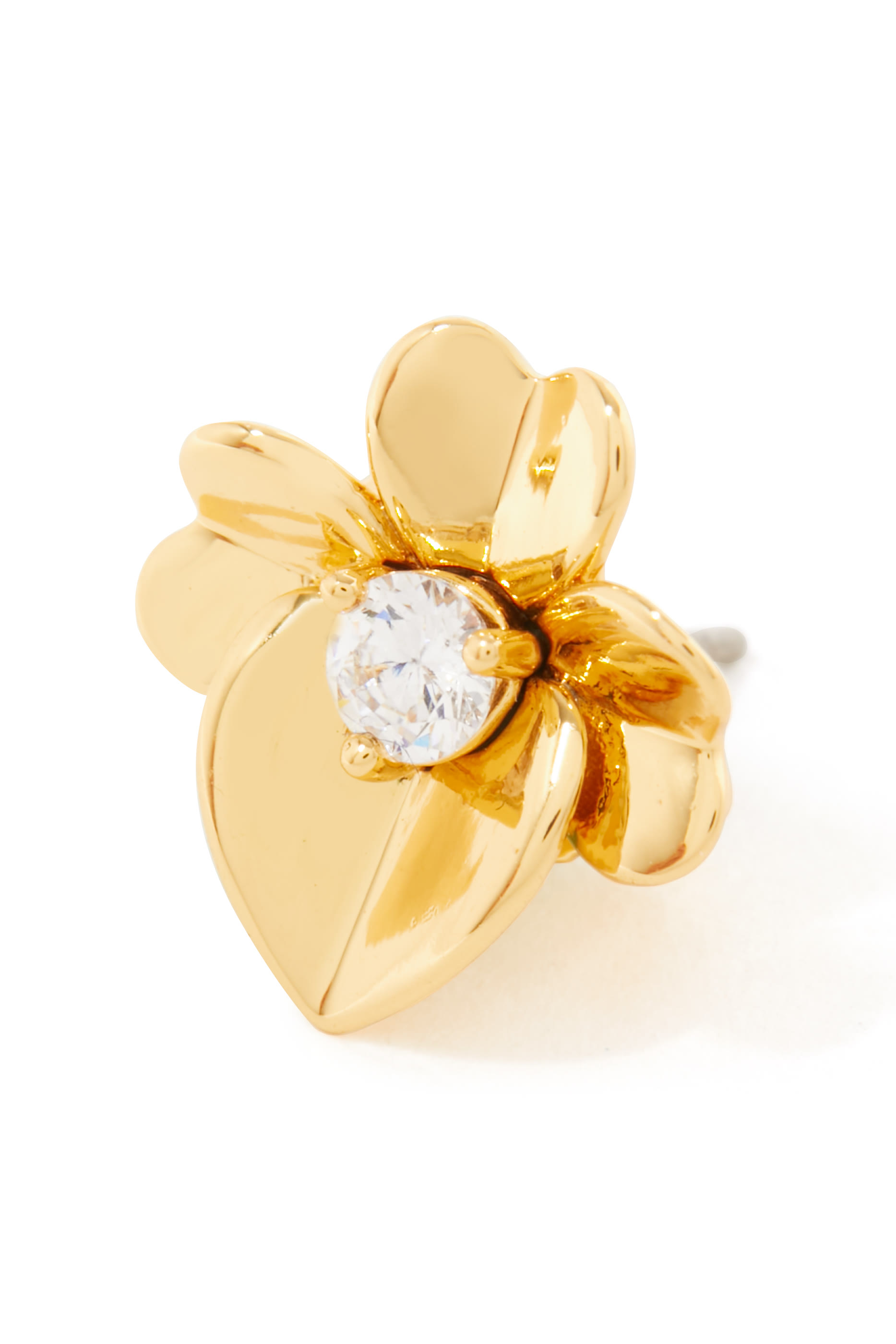 Precious Pansy Studs, Plated Metal & Cubic Zirconia, Titanium Posts