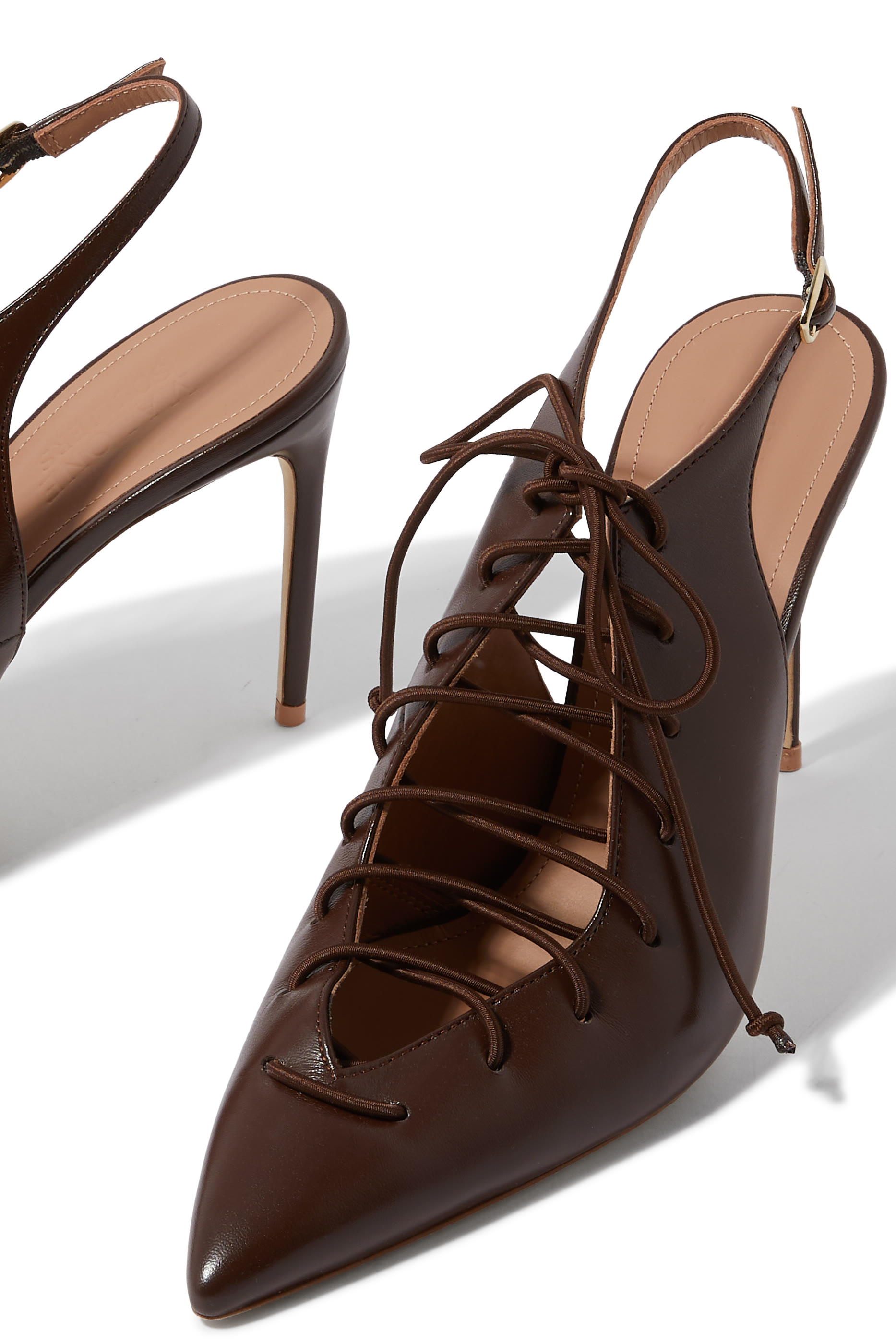 Pointed Toe Lace Up 90 Slingback Pumps 