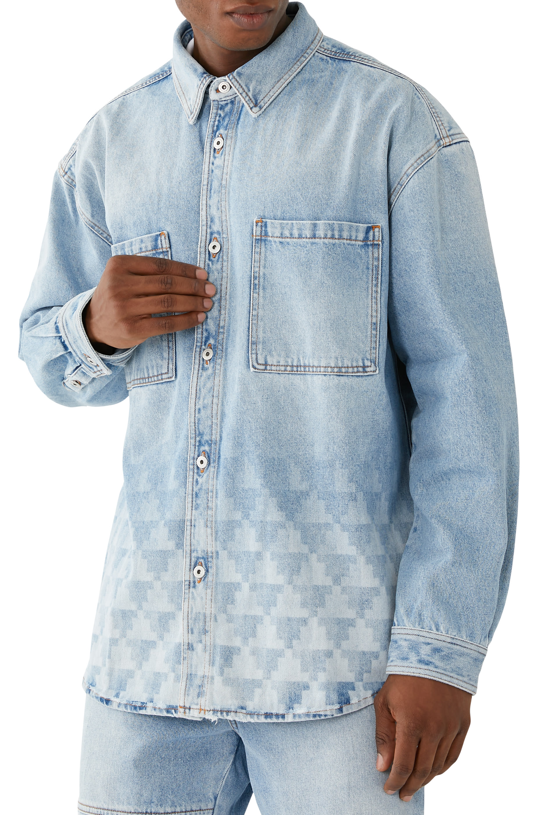 Laser Cross Denim Overshirt