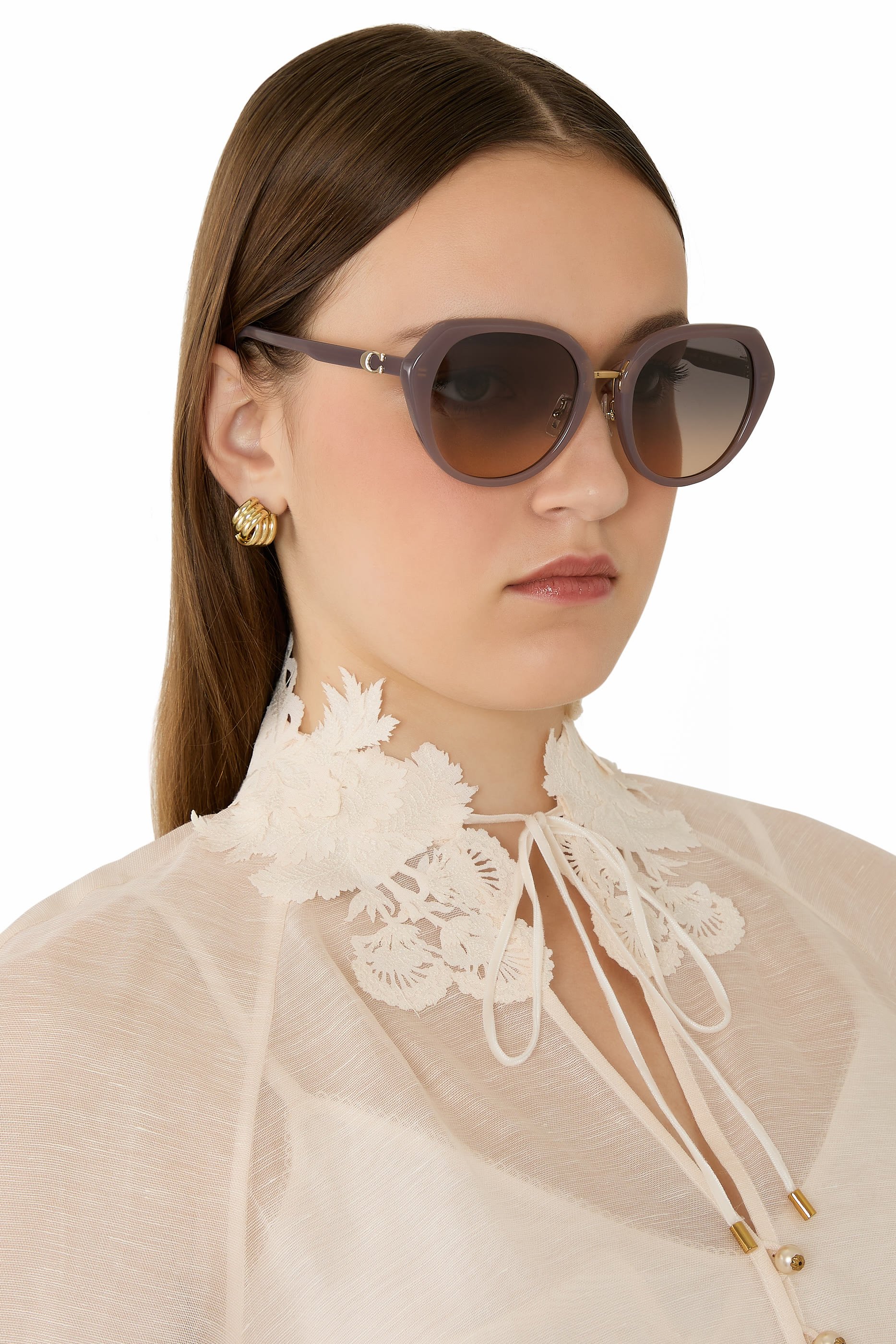 Cat Eye Frame Maxi C Thin Temple Sunglasses