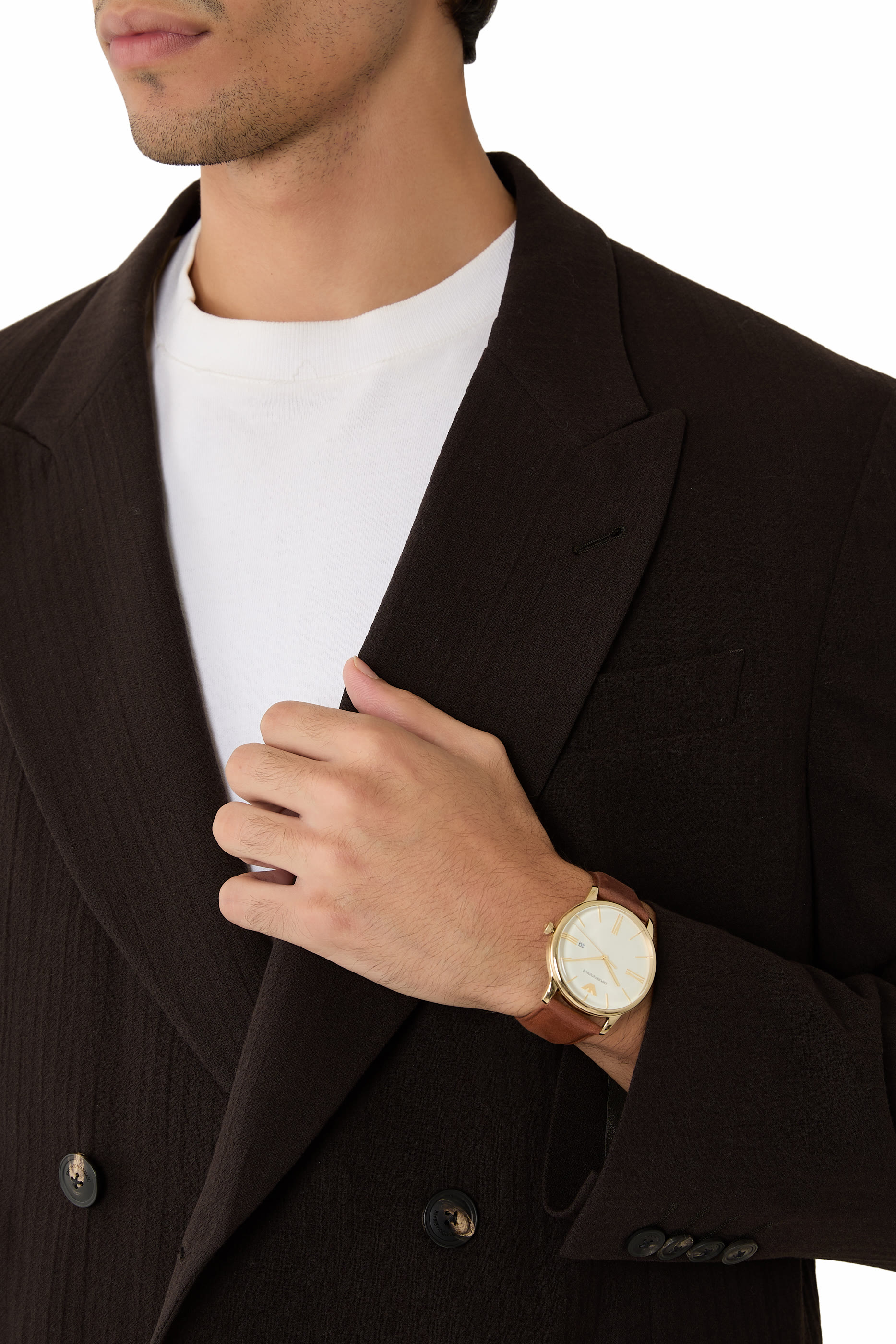 Three-Hand Date Leather Watch