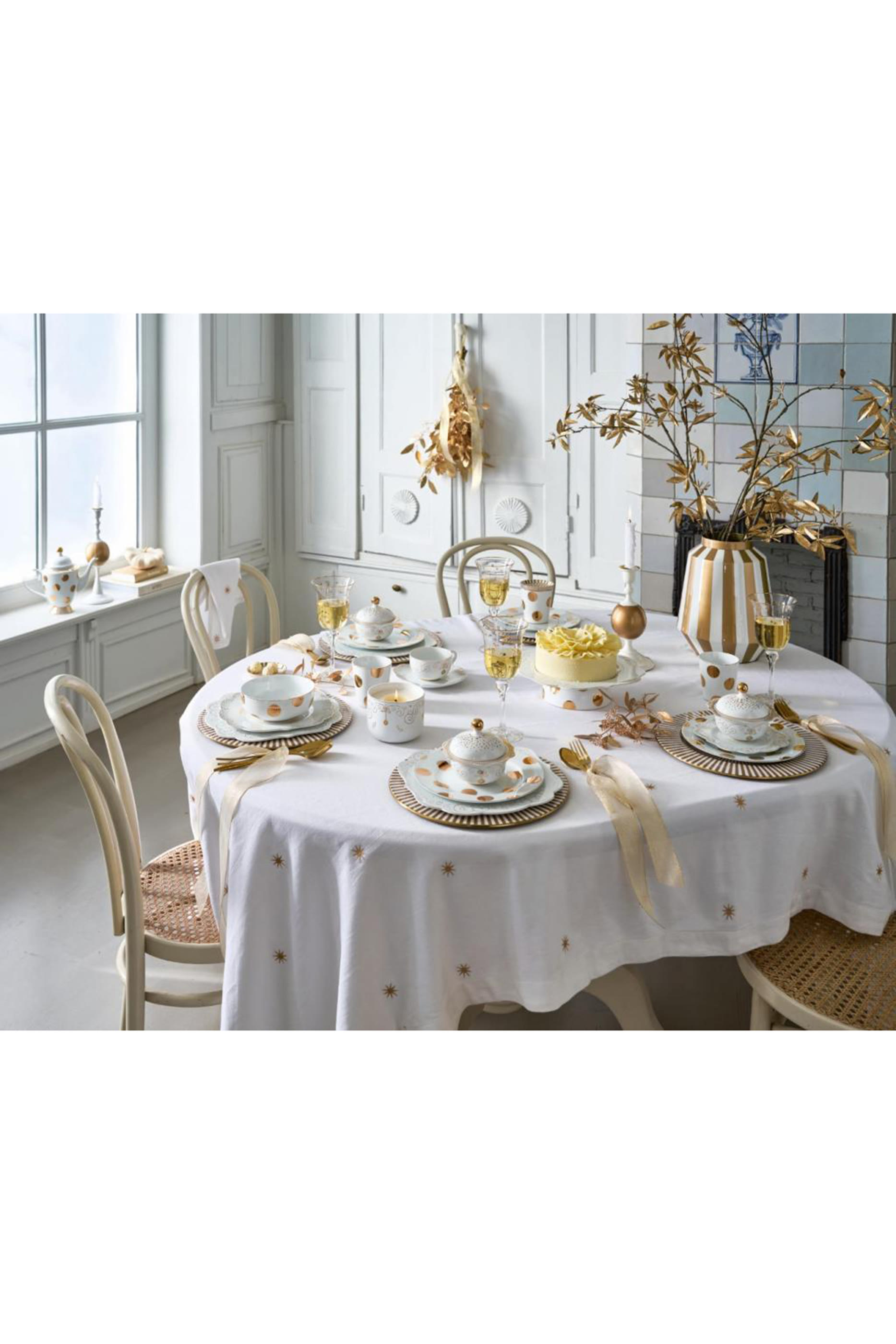 Stars Gold Embroidery Table Cloth