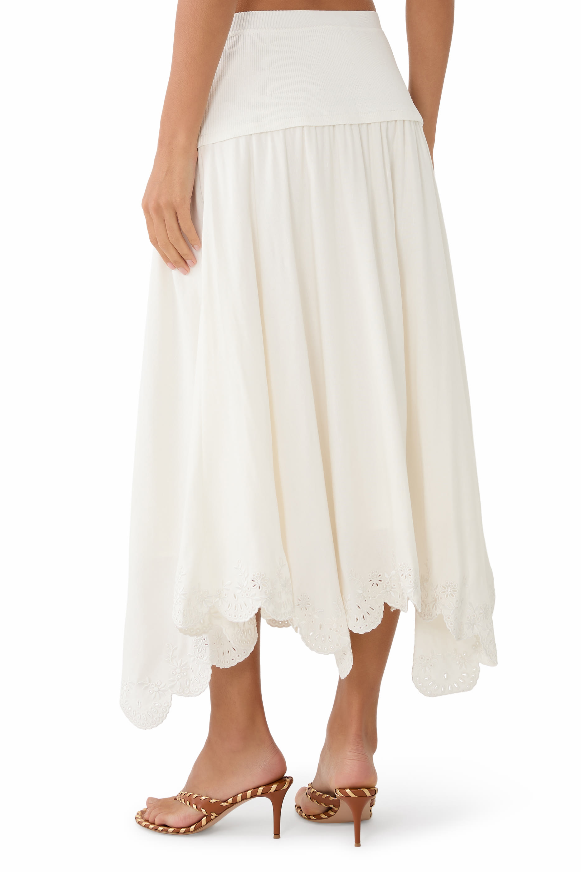  Haven Embroidered Linen Knit Skirt 