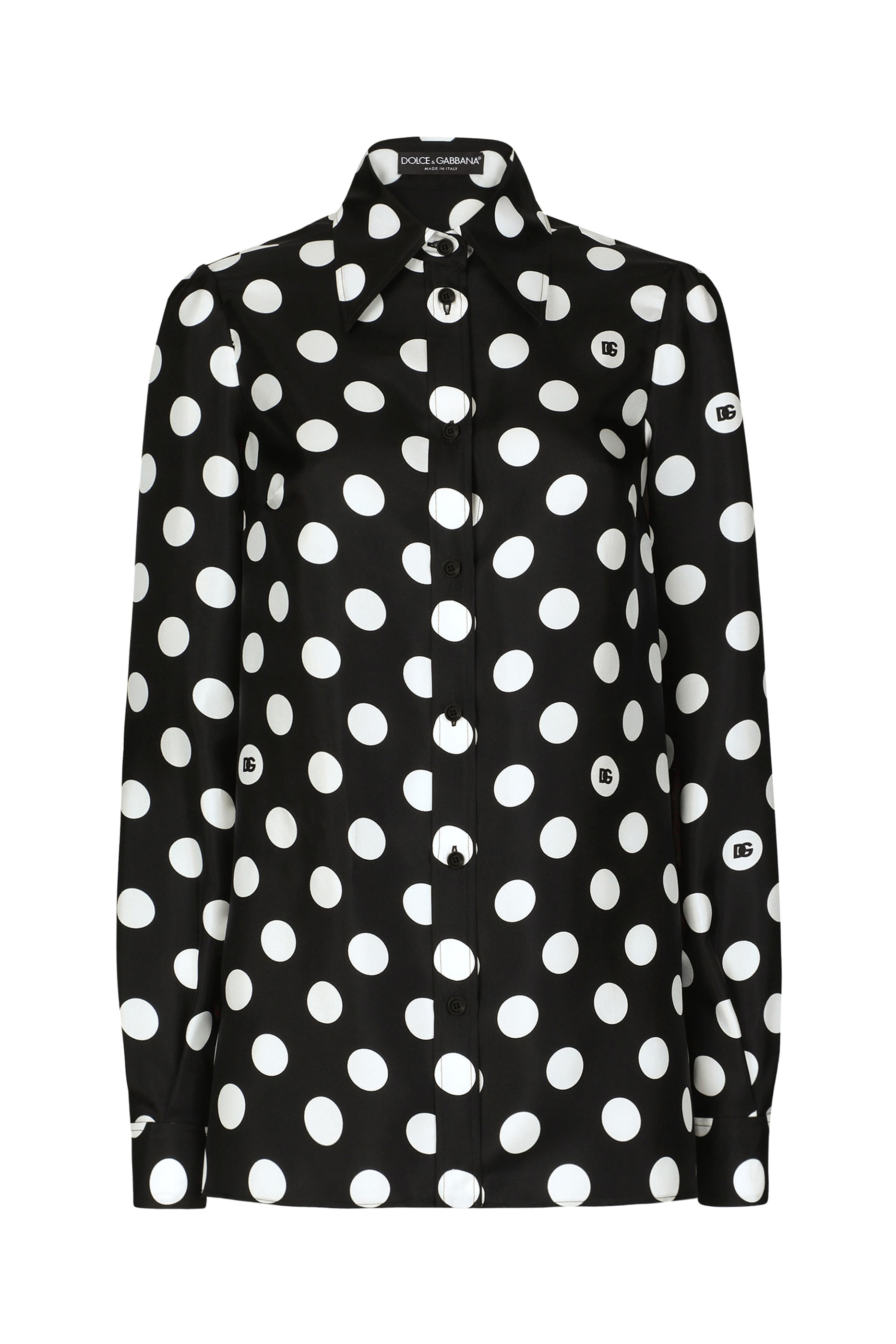 Polka-Dot Silk Twill Shirt