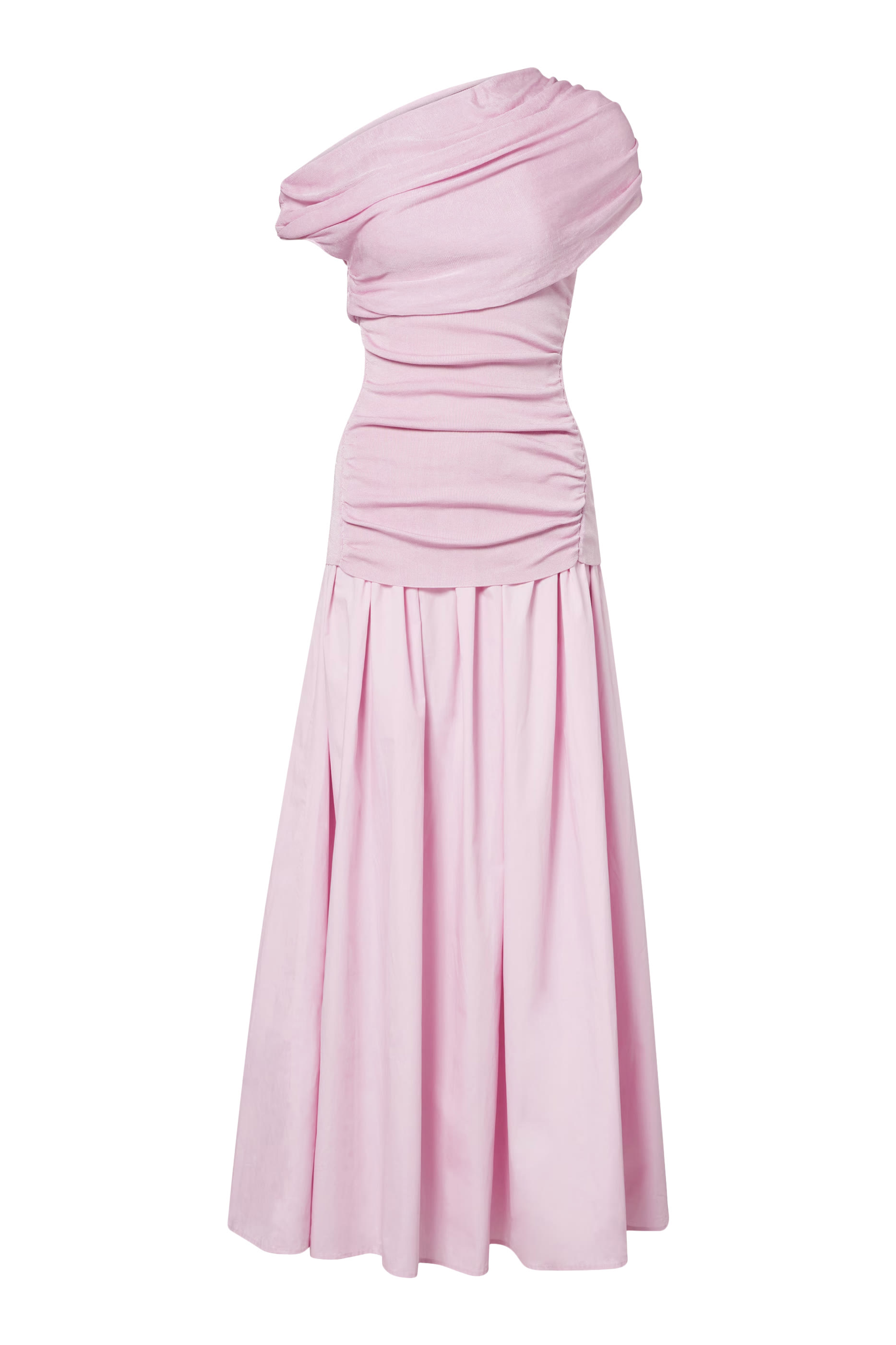 Cotton Draped Knit Midi Dress