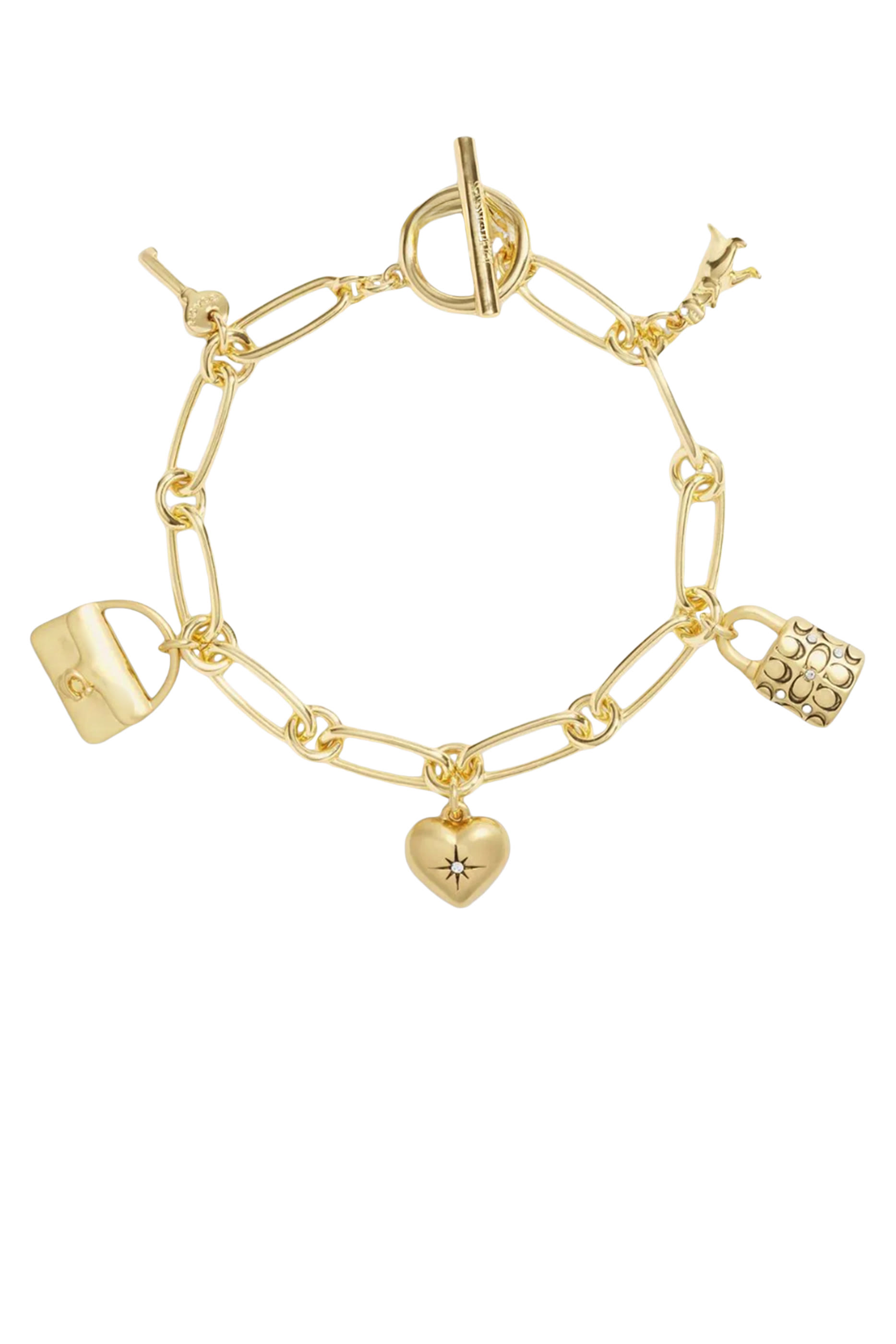 Iconic Charm Chain Bracelet, Plated Brass & Glass, Cubic Zirconia