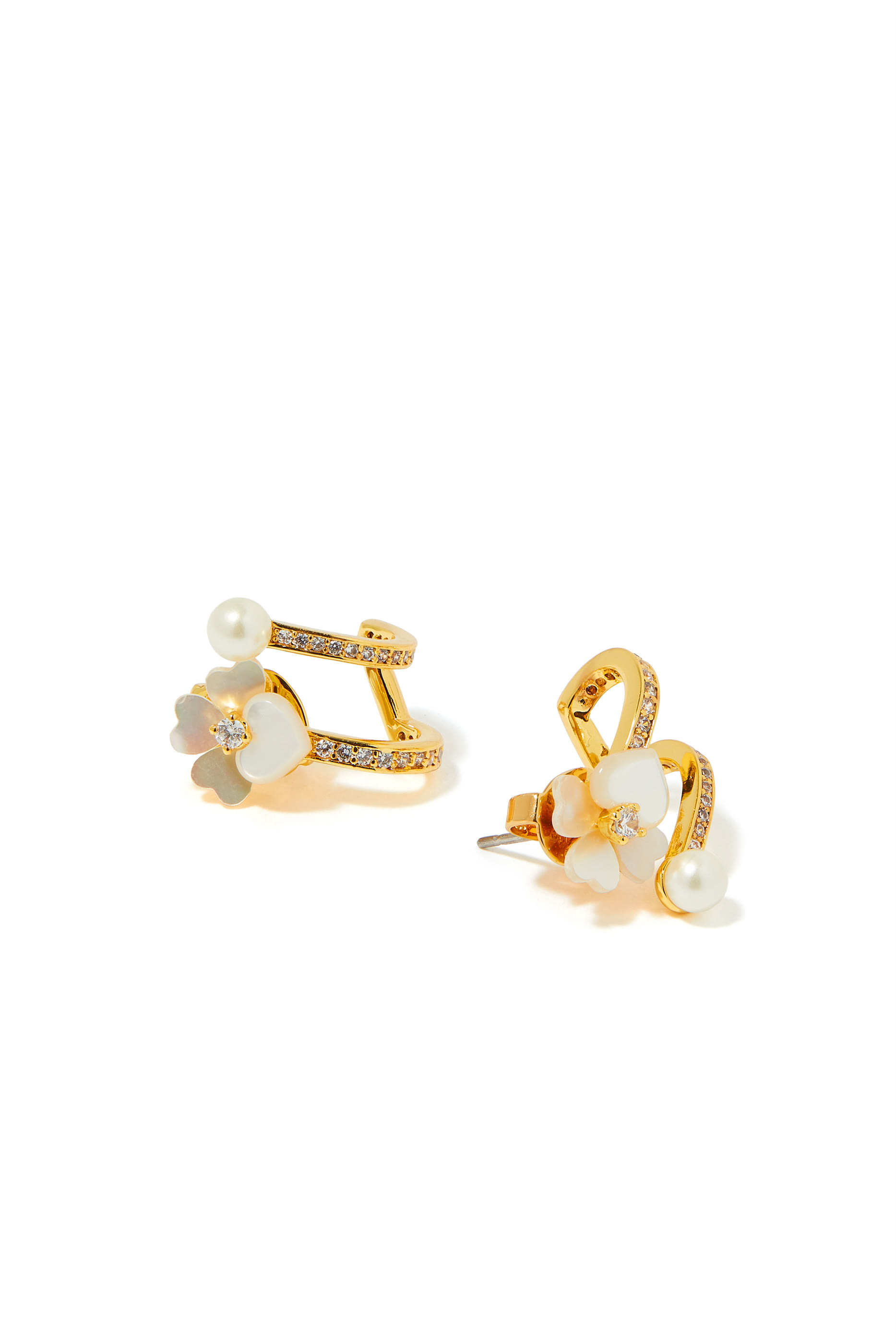 Precious Pansy Double Huggie Earrings