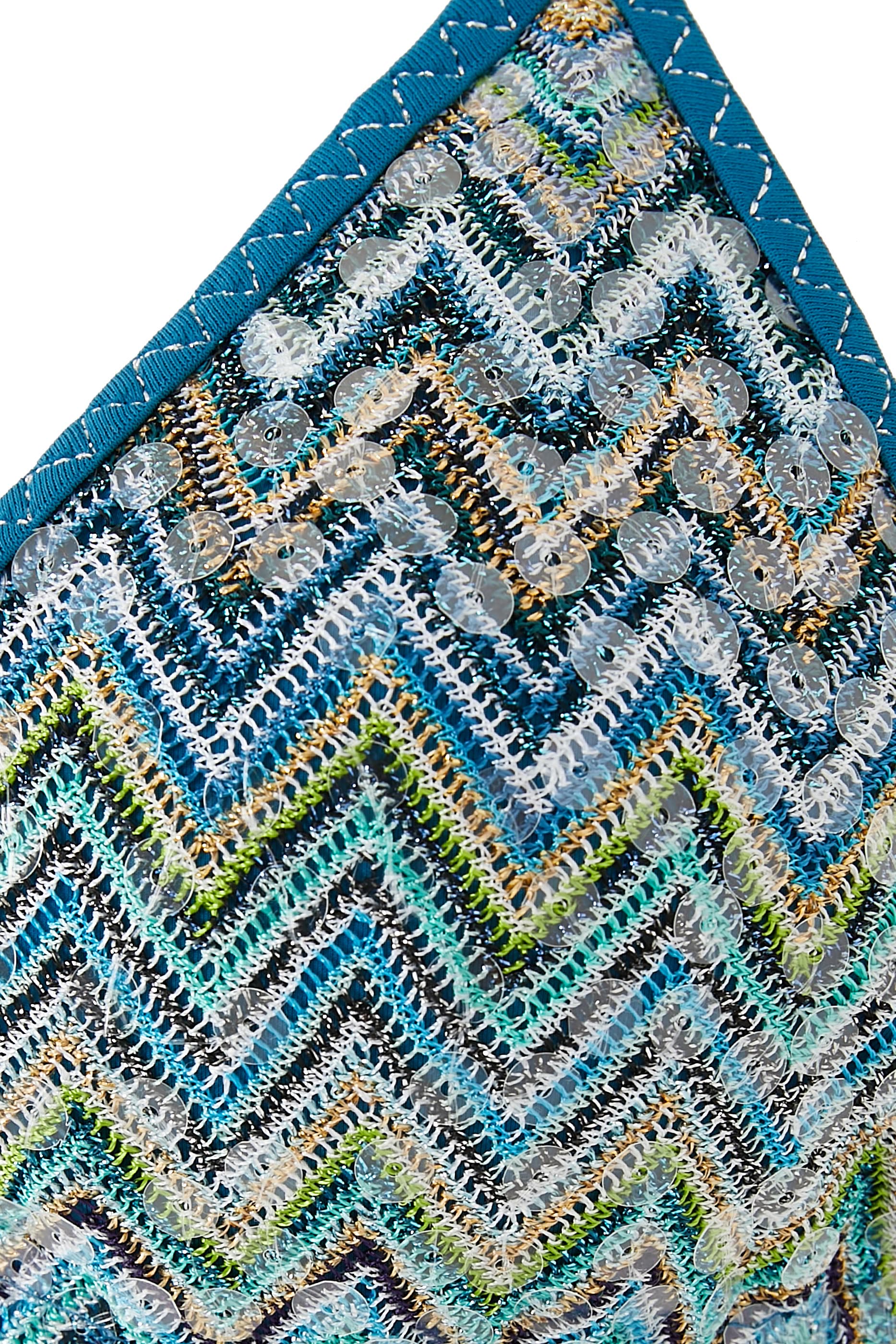 Mare Chevron Raschel Triangle Sequinned Tie Bikini Set
