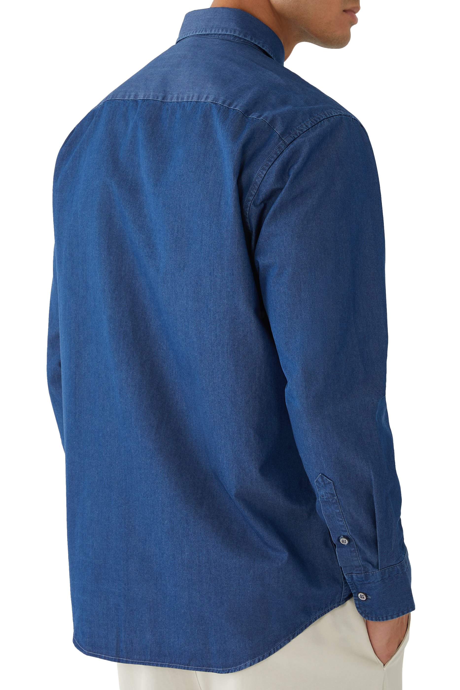 Cotton Hidden Button-Down Shirt