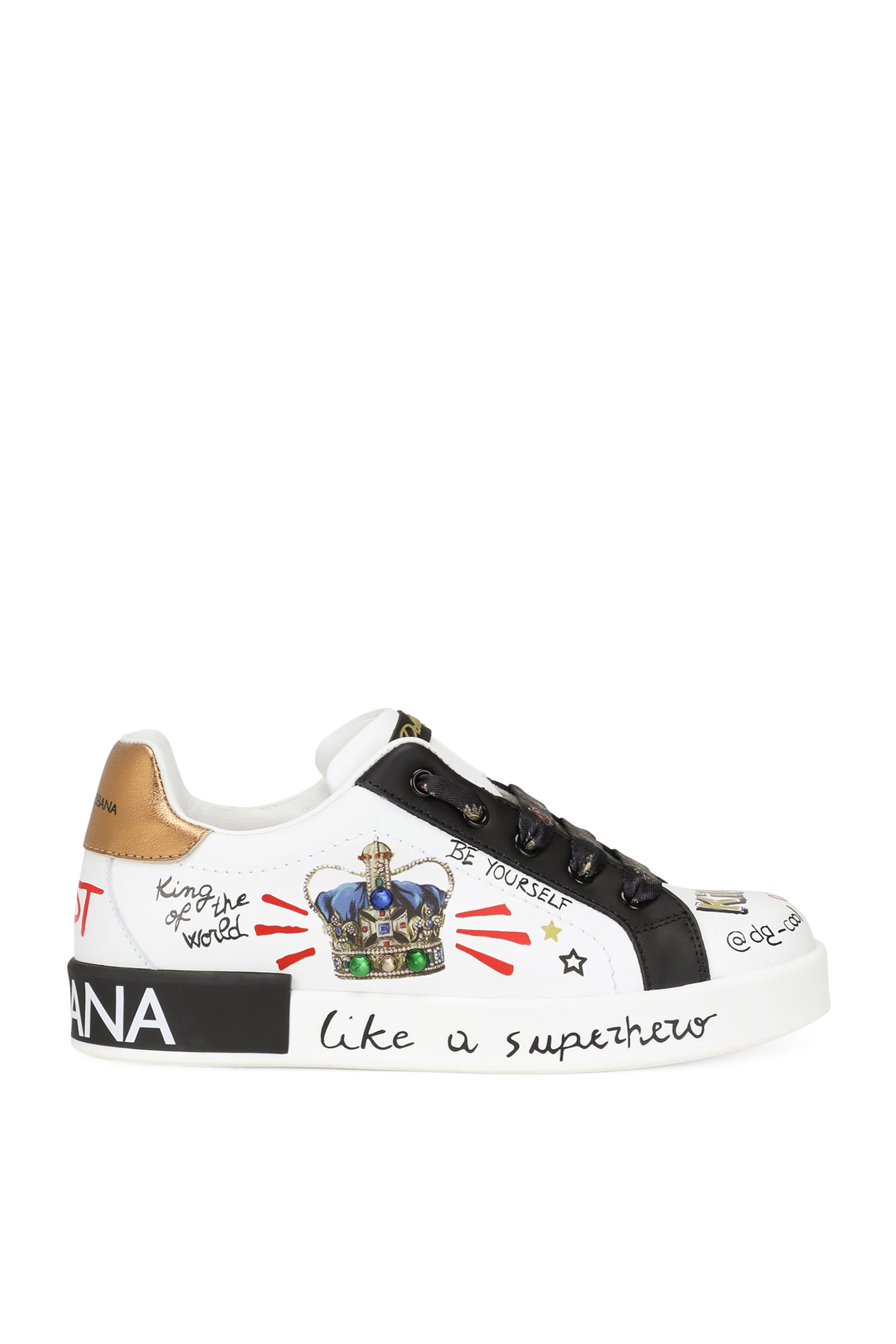 Kids DG King Calfskin Portofino Sneakers