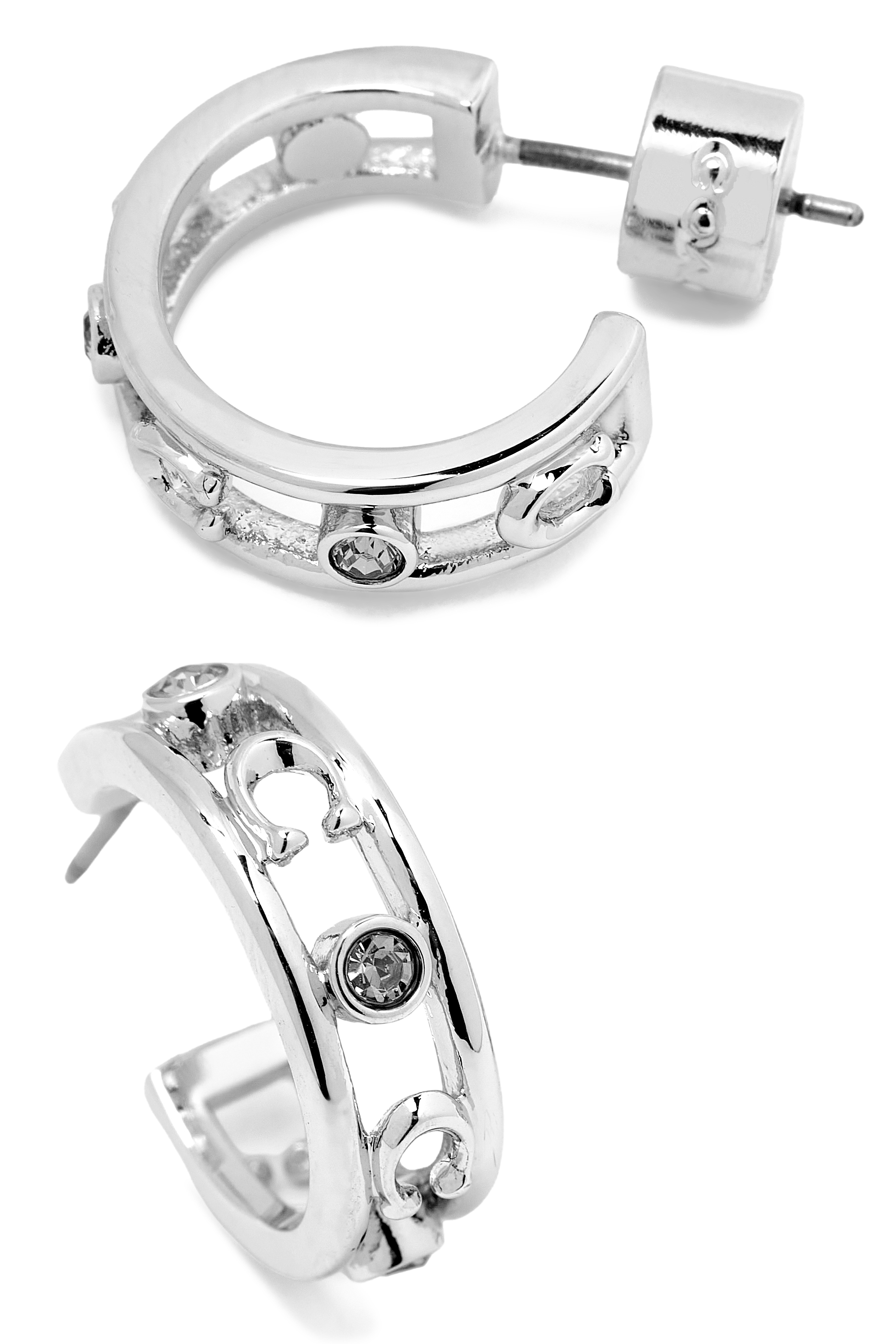 Signature C Open Hoop Earrings, Brass