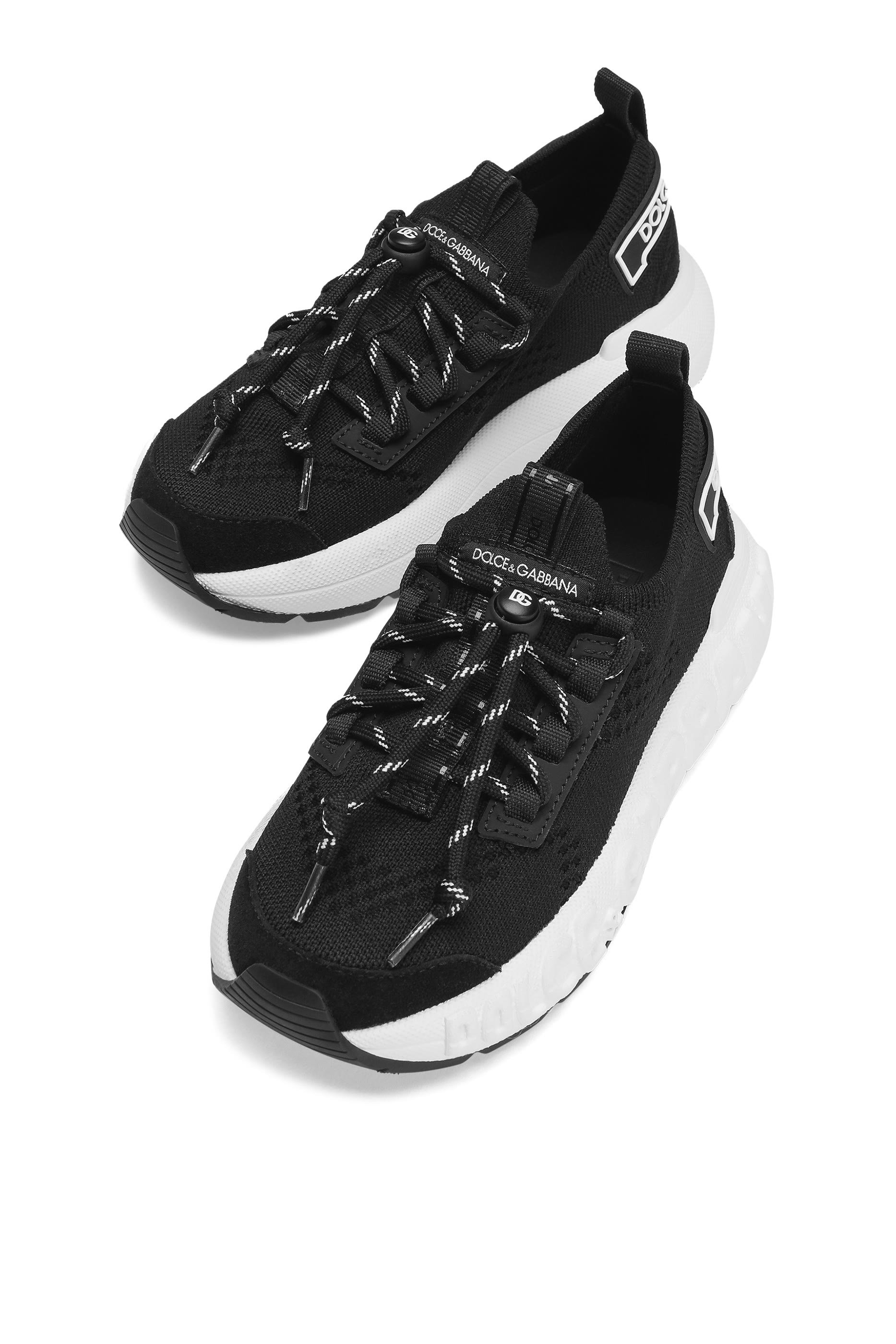 Kids DG Logo Jersey and Split Calfskin Sneakers