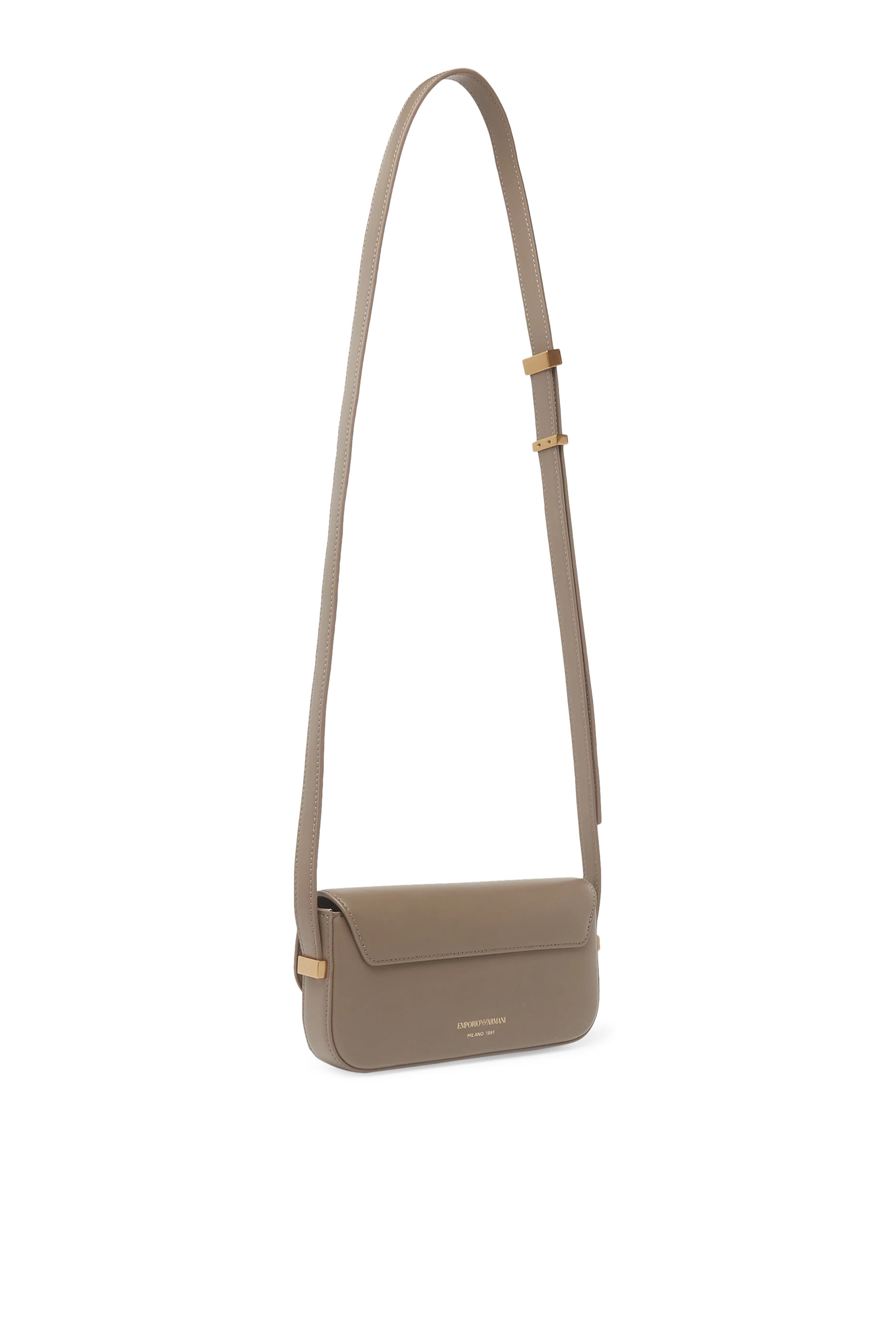 Metal Eagle Logo Smooth Leather Shoulder Bag