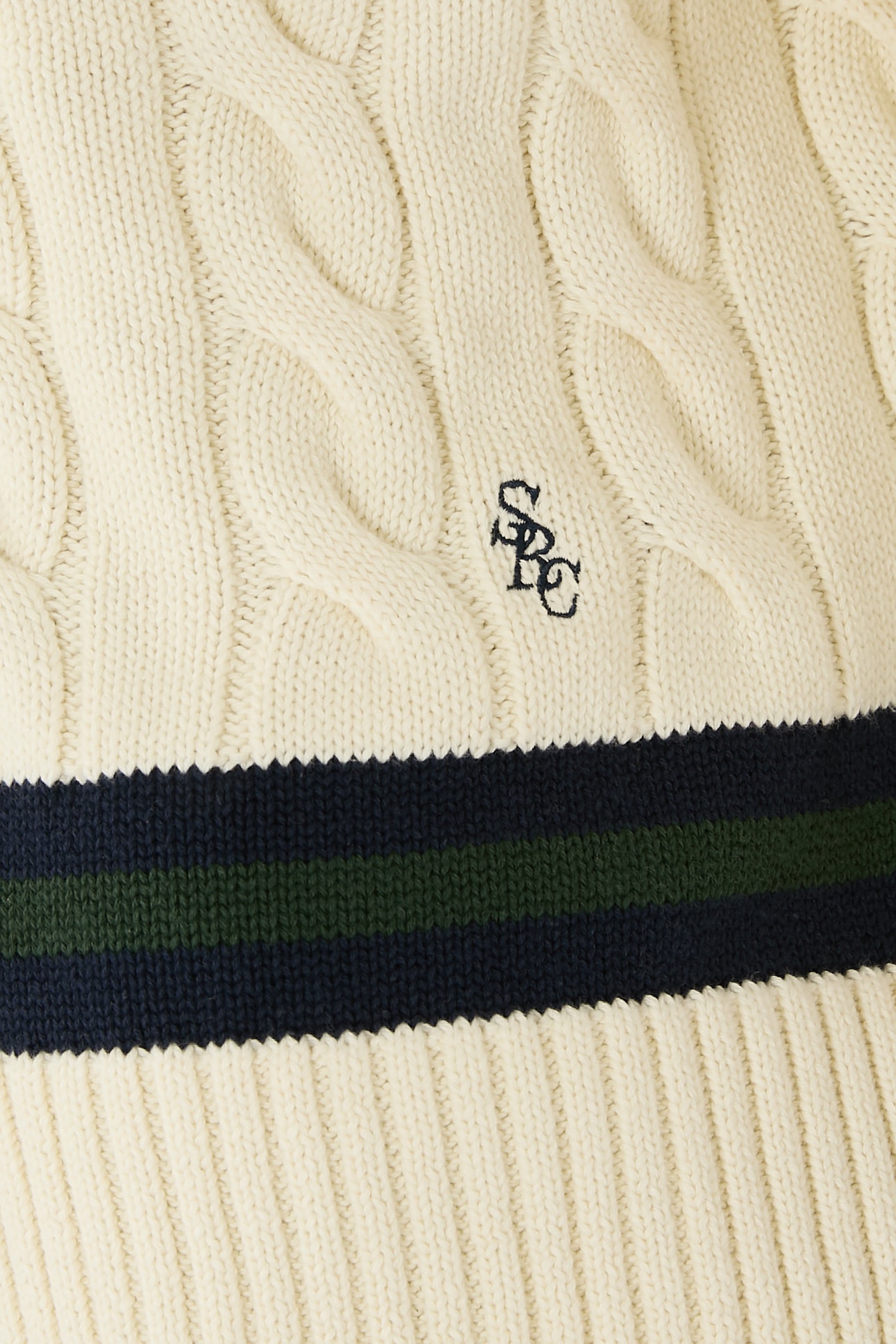 Logo Cableknit V-Neck Sweater