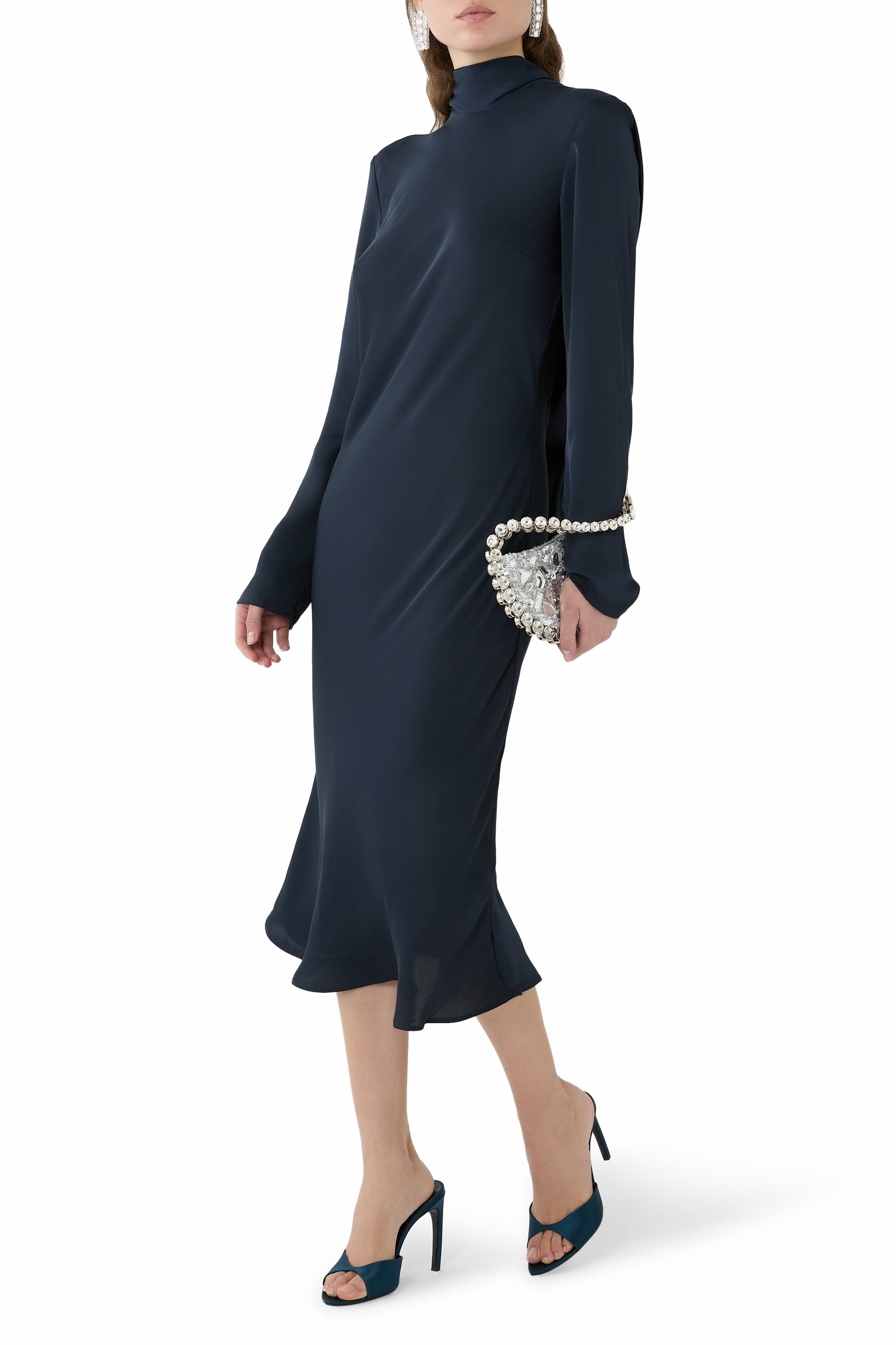 Satin Midi Drapy Dress 