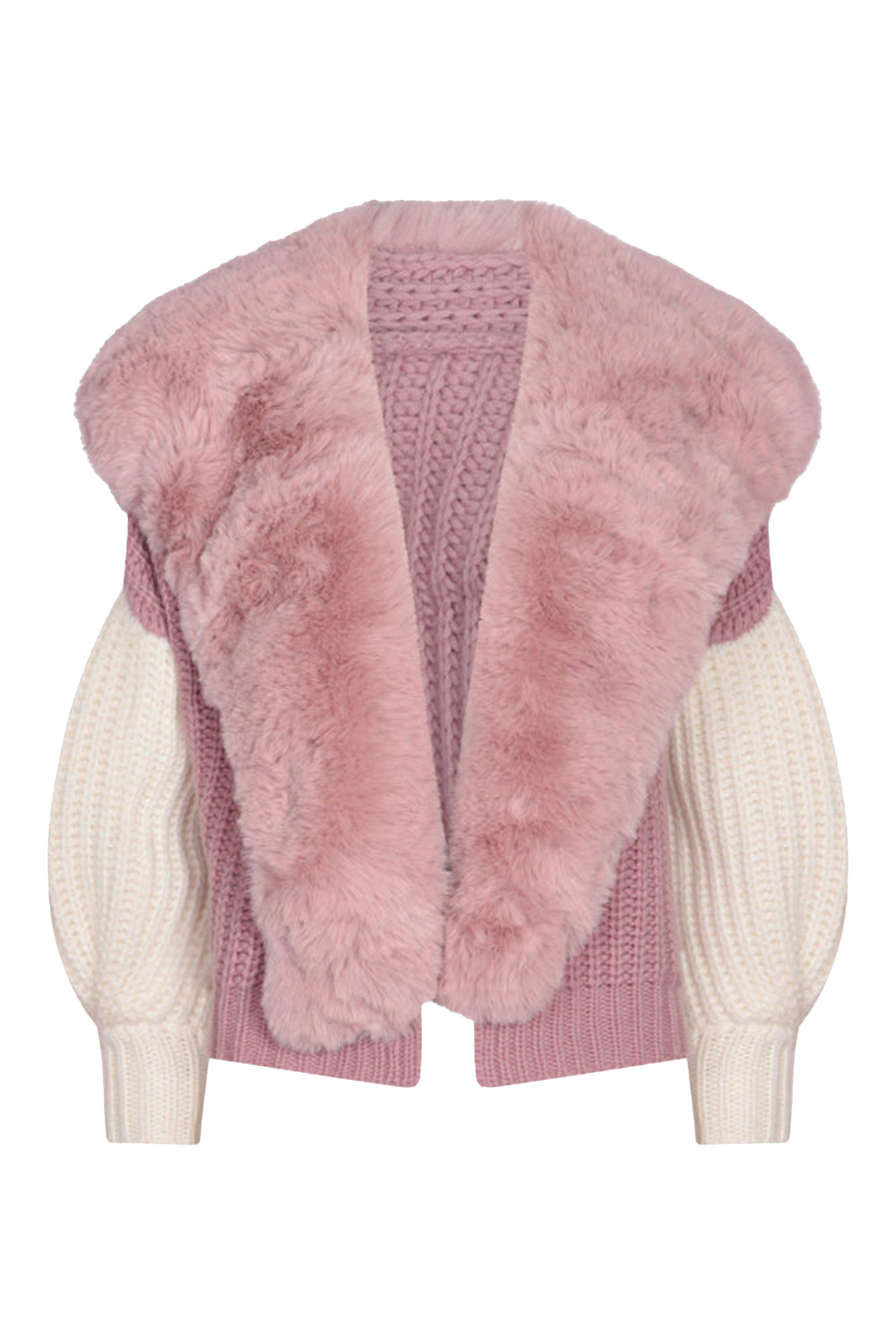 Dual Tone Faux Collar Cardigan