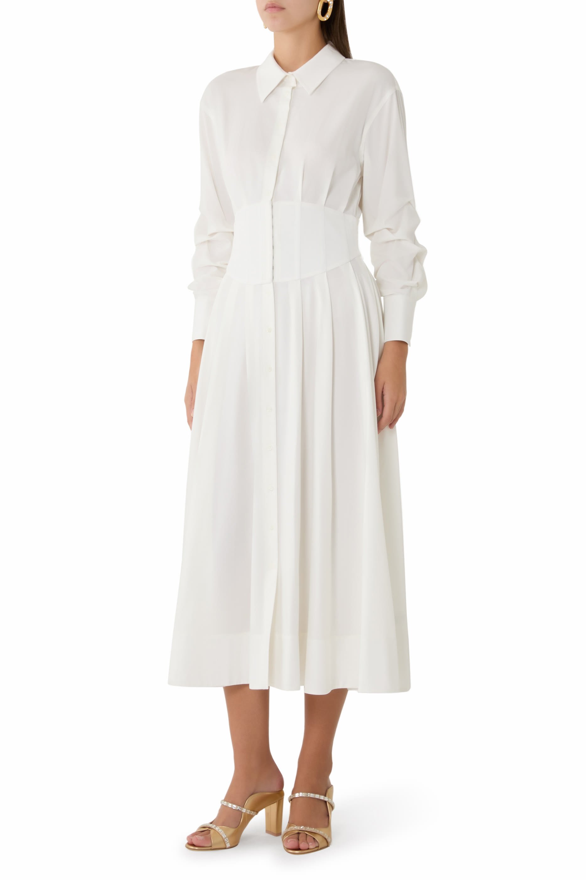 Edie Corset Button Down Midi Dress