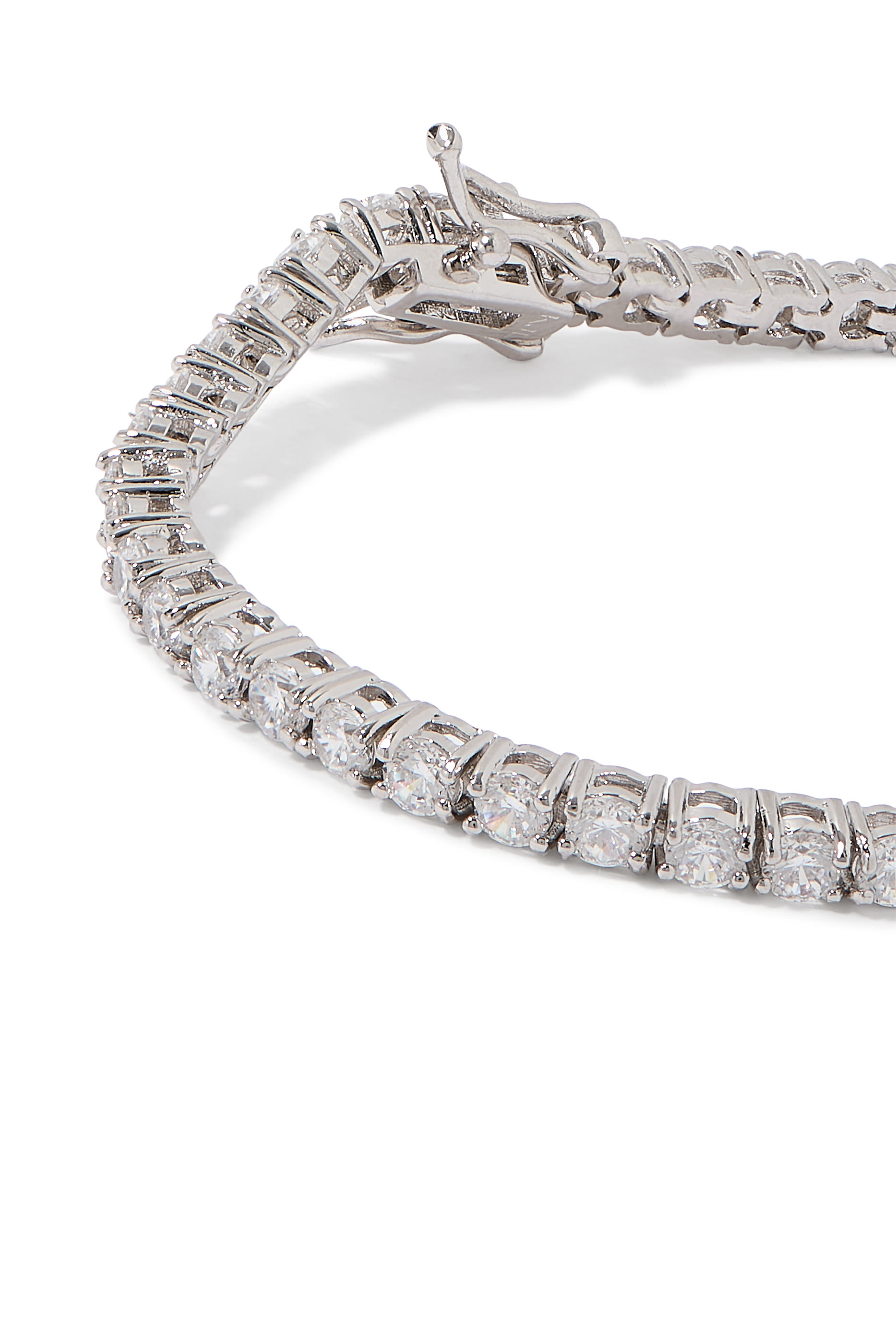Tennis Bracelet, Rhodium Plated Brass & Cubic Zirconia