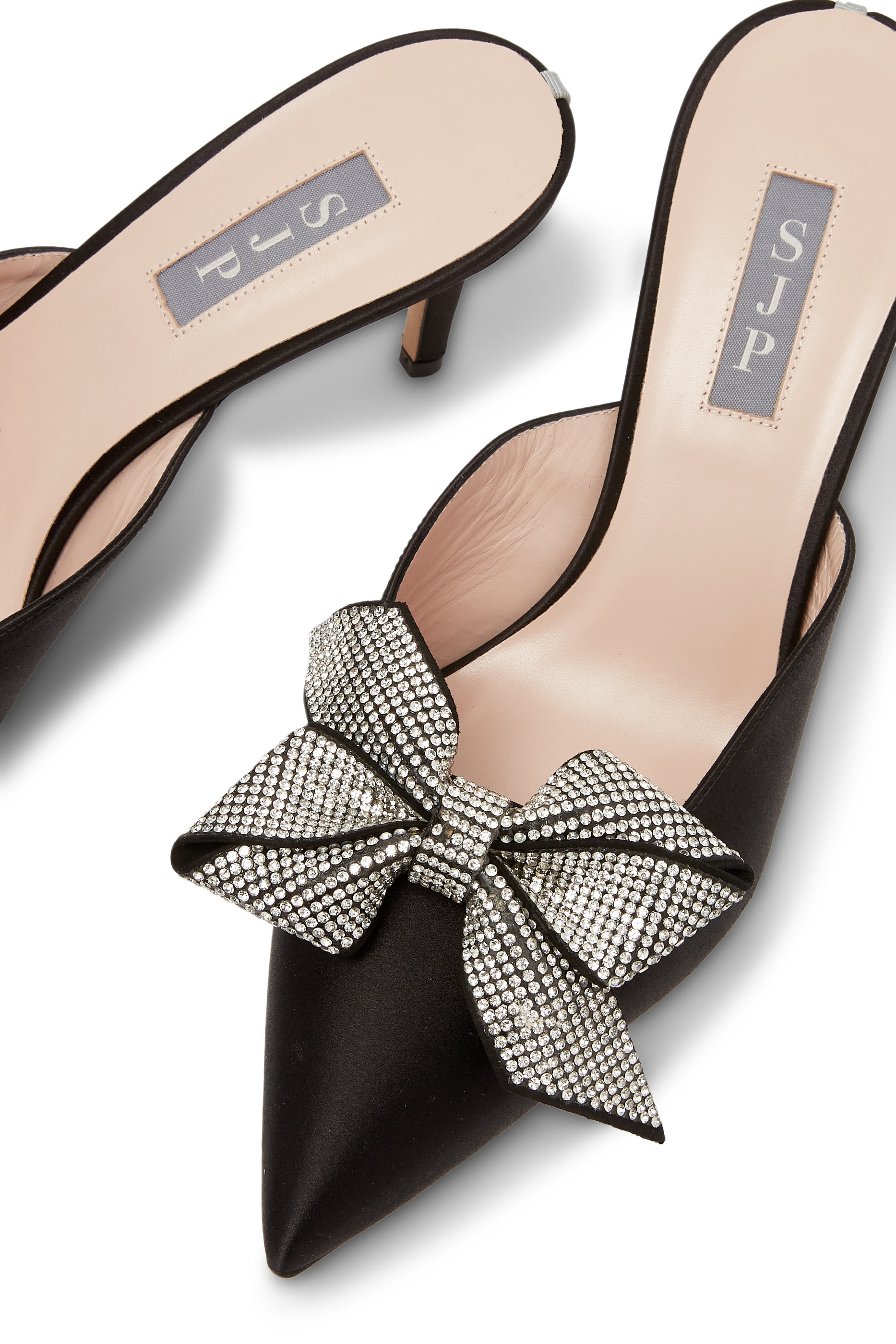 Paley 70 Satin & Crystal Bow Mules