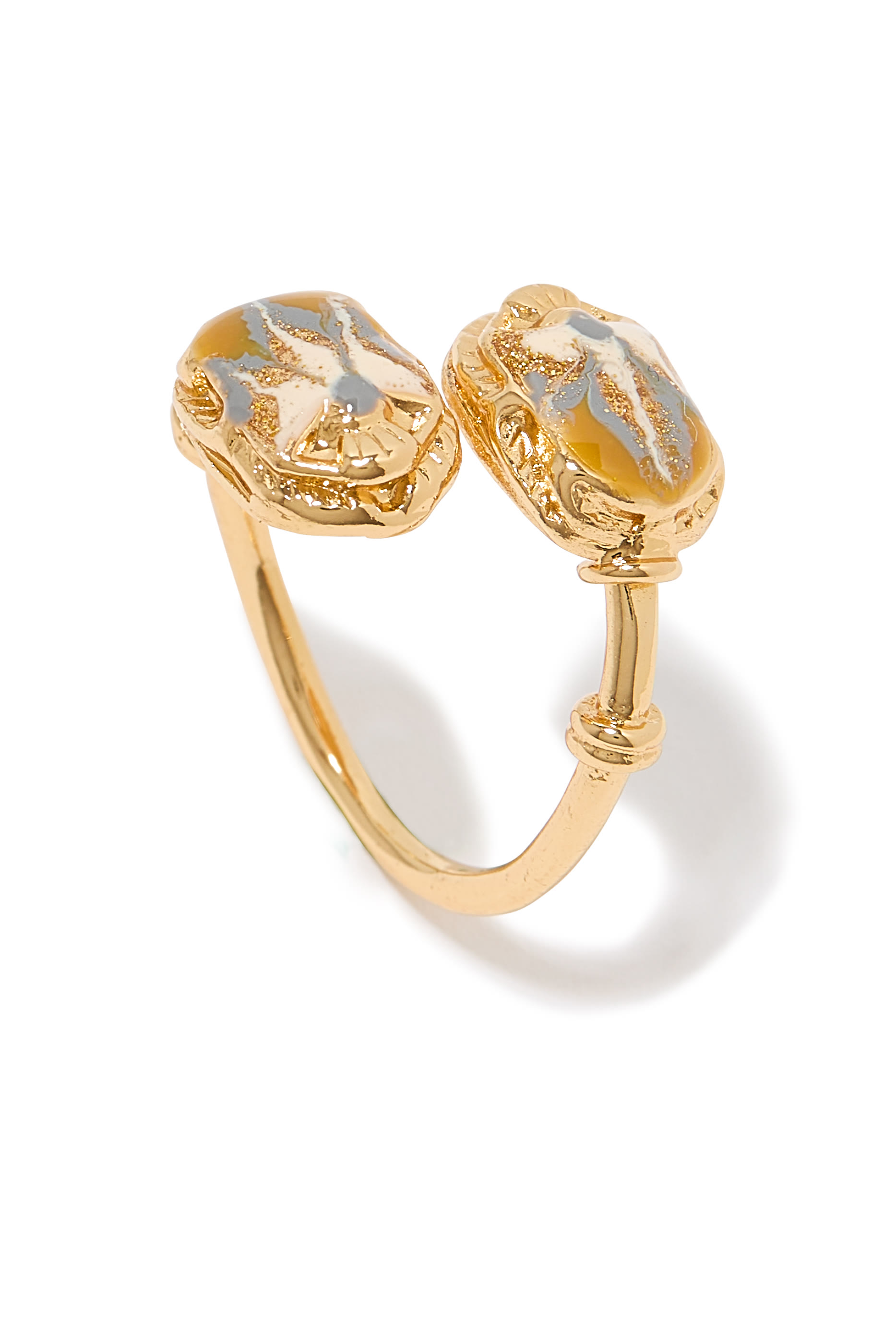 Duality Scaramouche Ring, Gold-Plated Brass & Enamel