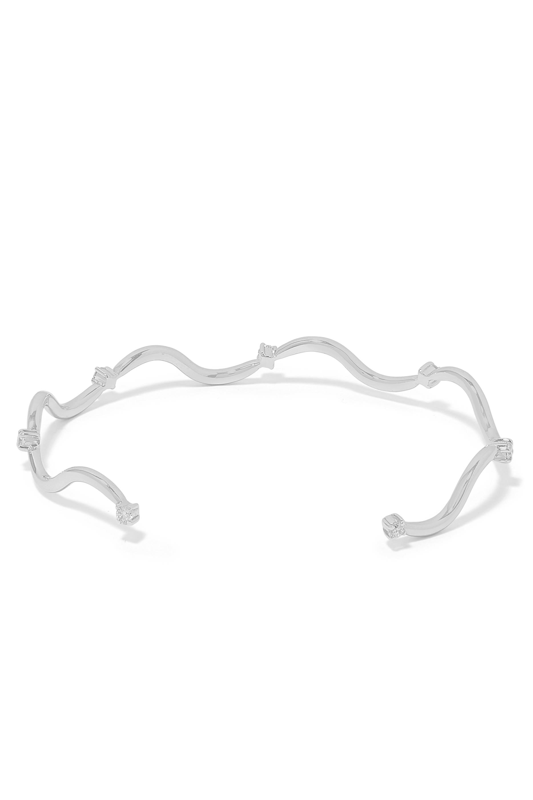 Wave Bracelet, 18k White Gold & Diamond
