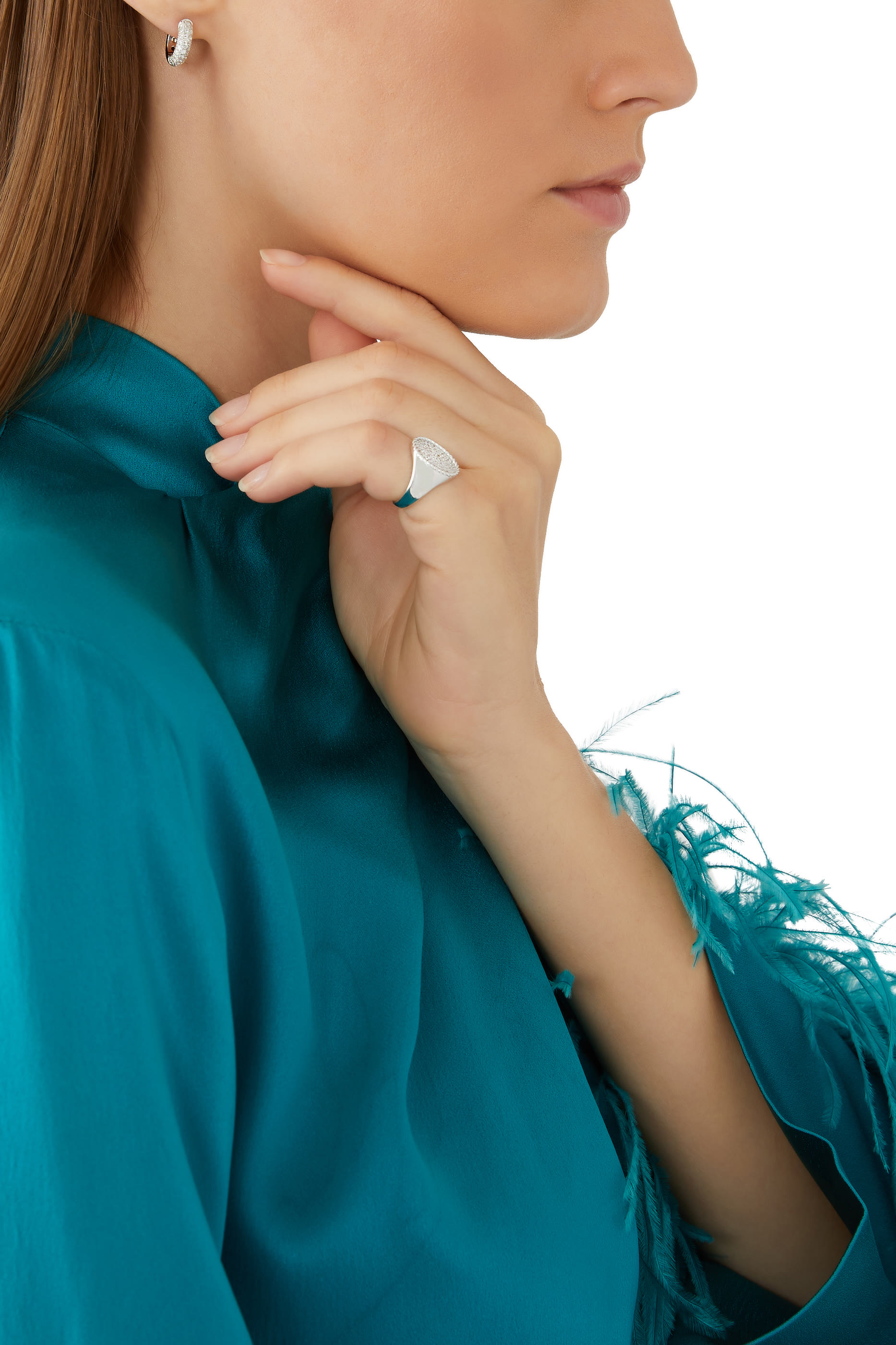 Chunky Hoop Earrings, 18k White Gold & Diamonds