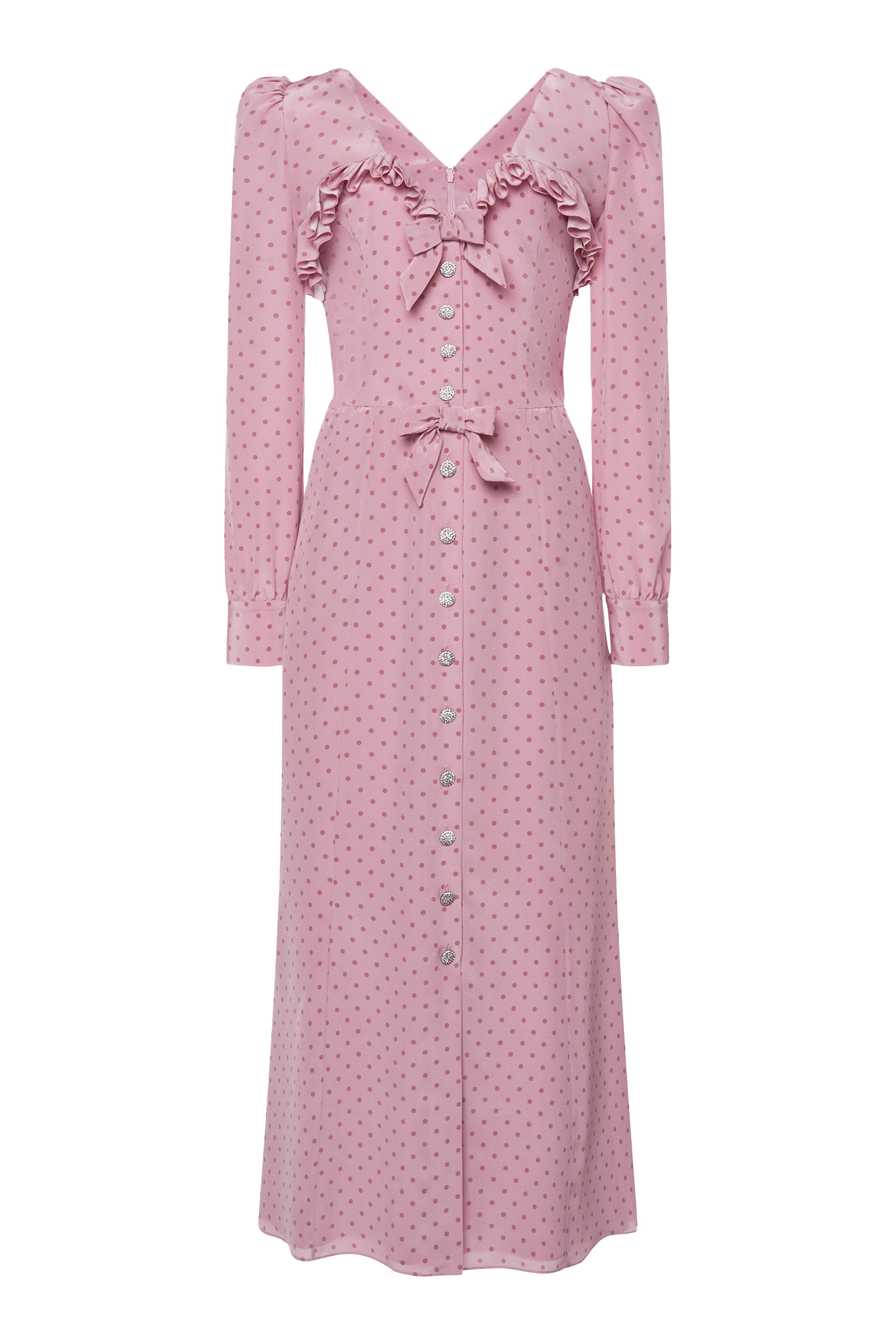 Polka Dot Ruffles Midi Dress