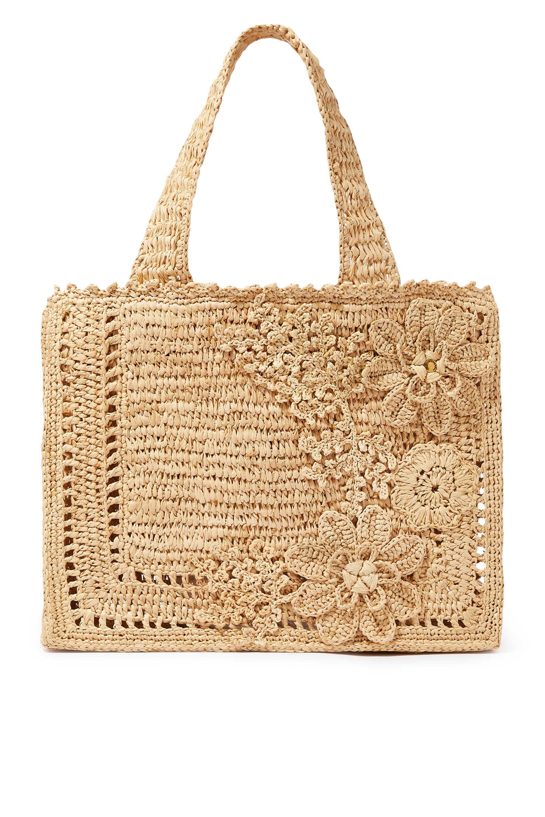 Floral Raffia Mini Tote Bag