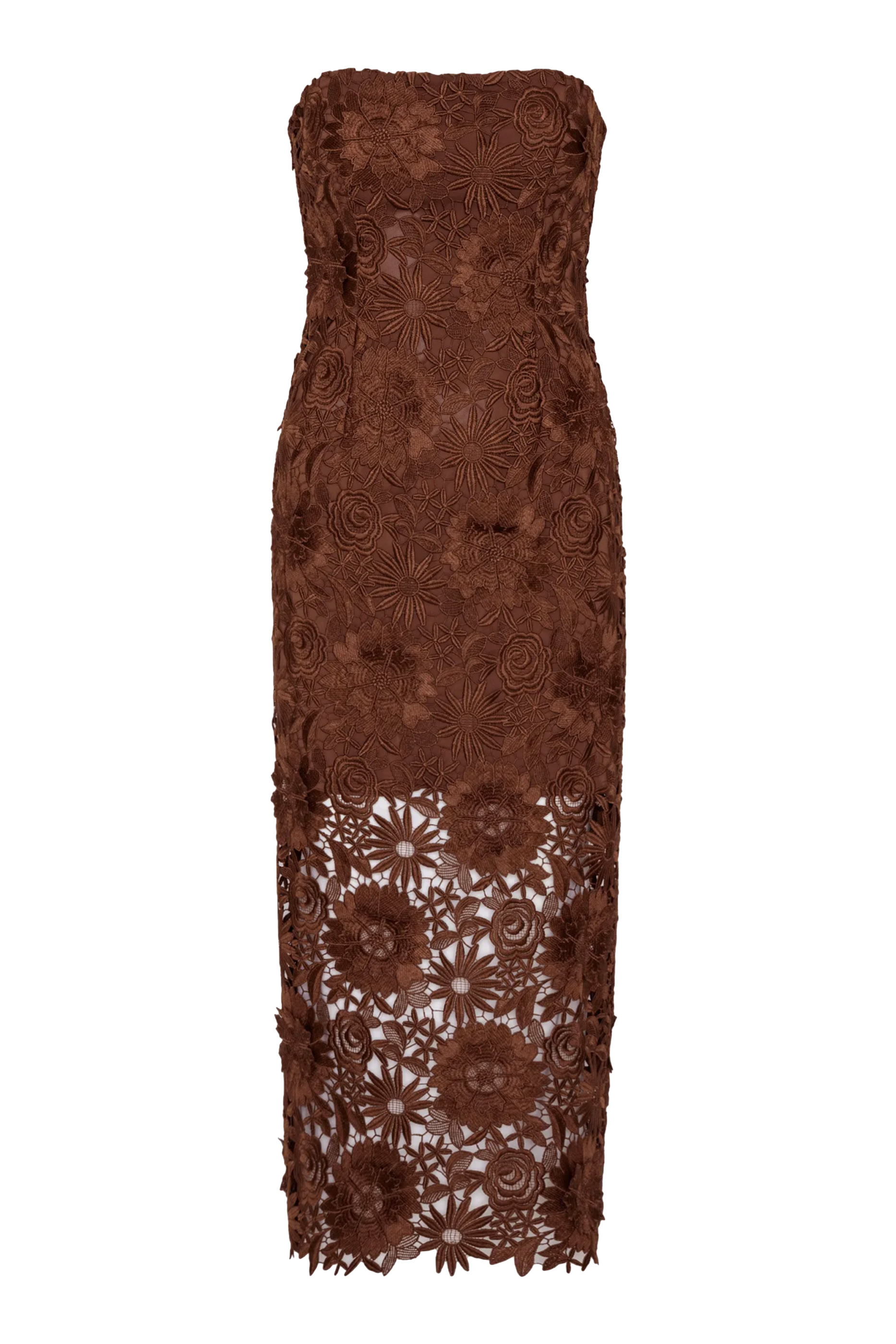  3D Lace Flared Midi Dress