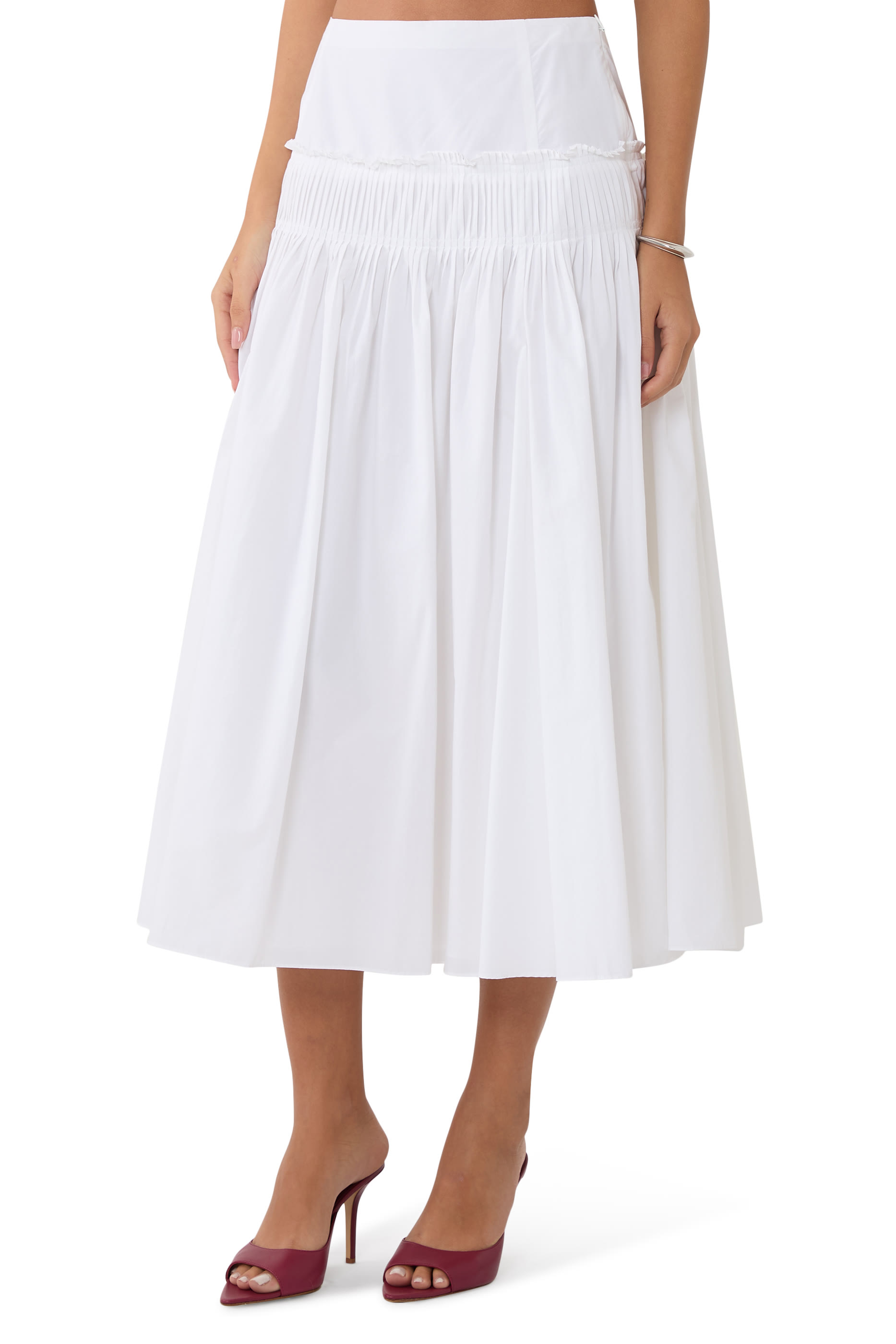  Accordion Maxi Skirt in Cotton-Blend 