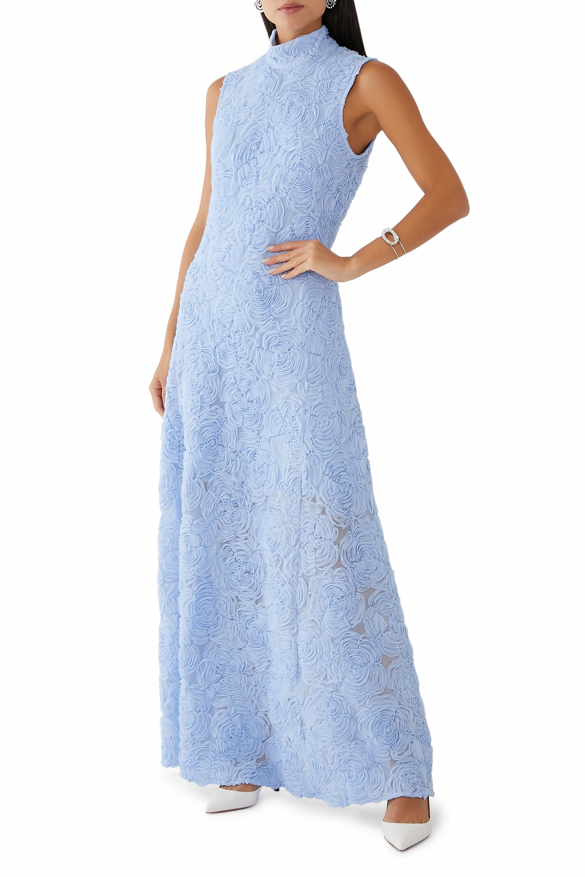 Flower Mesh Maxi Dress