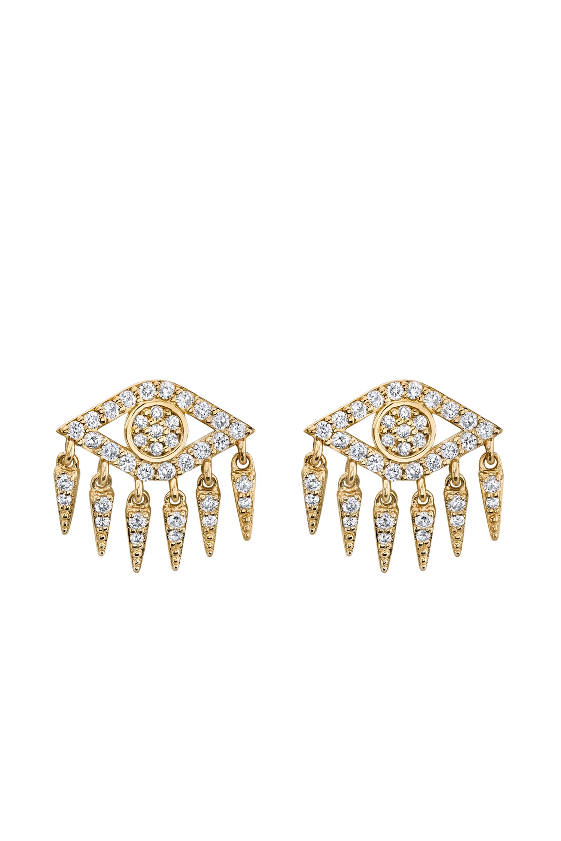Diamond Pave Evil Eye Fringe Earrings