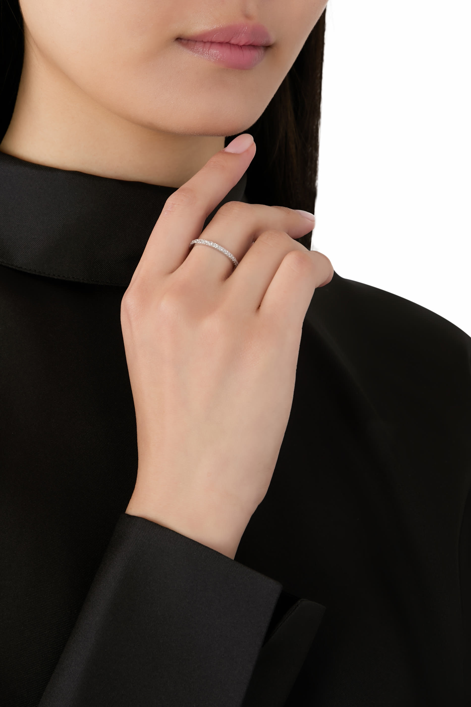  Classic Round Eternity Band, Rhodium Plated Brass & Cubic Zirconia