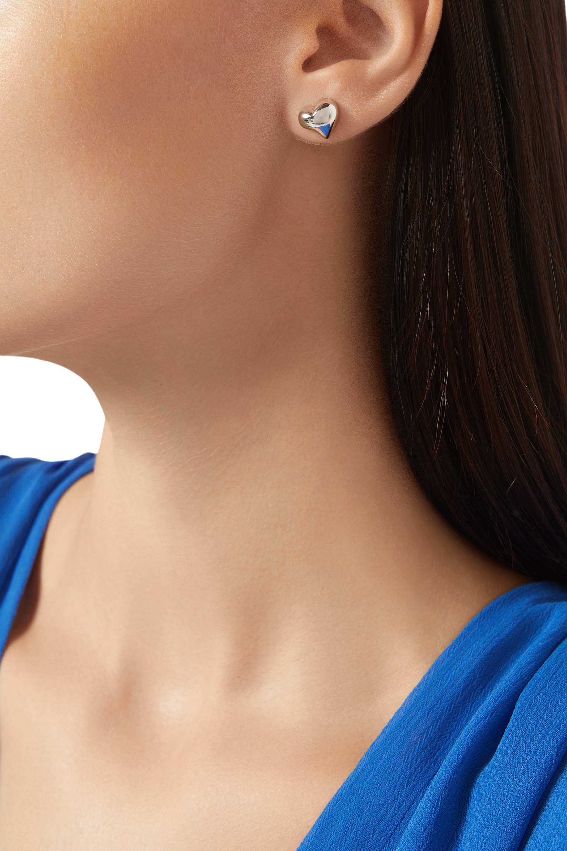 Amour Stud Earrings, Plated Metal