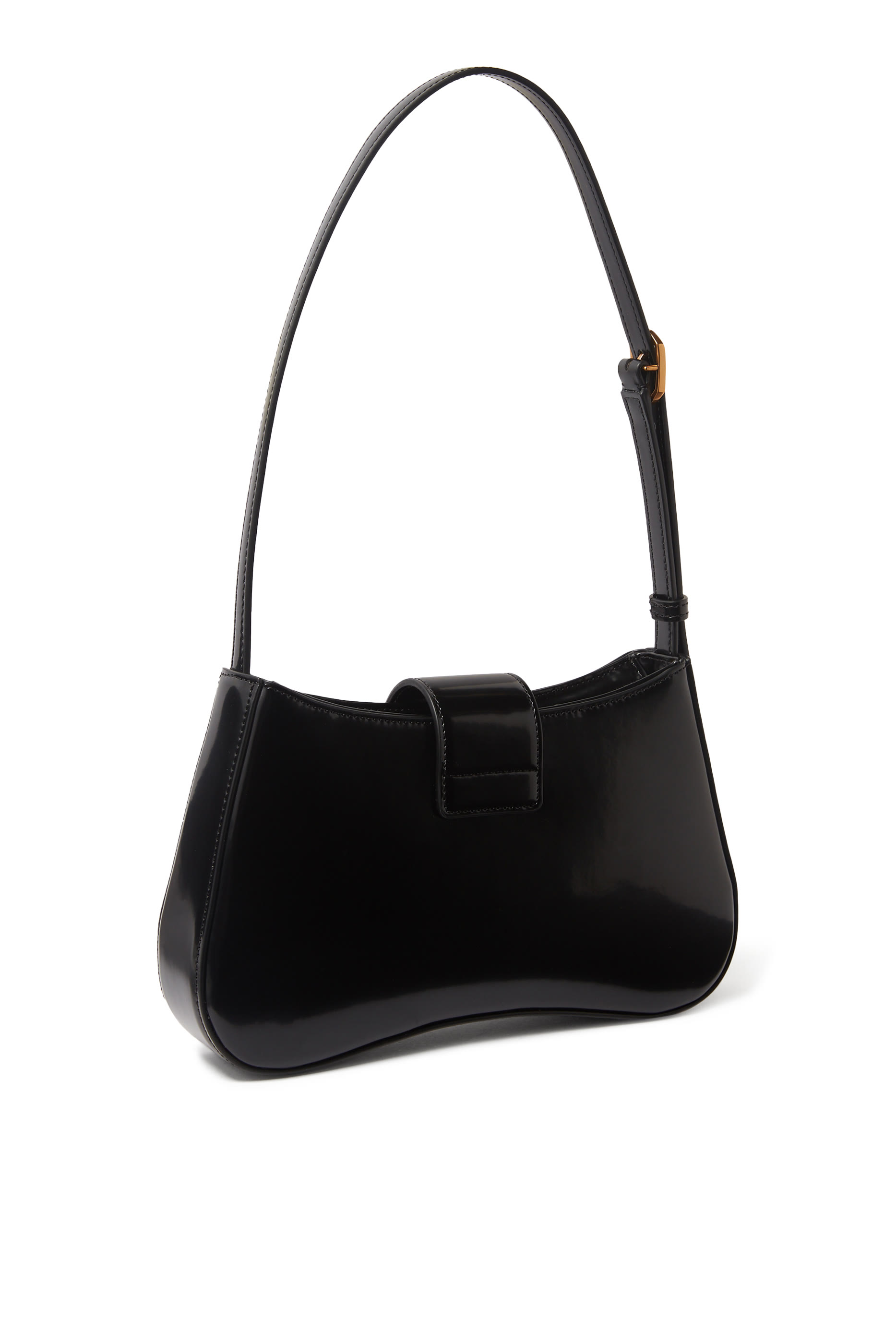 Hobo Shoulder Bag with Logo Buckle