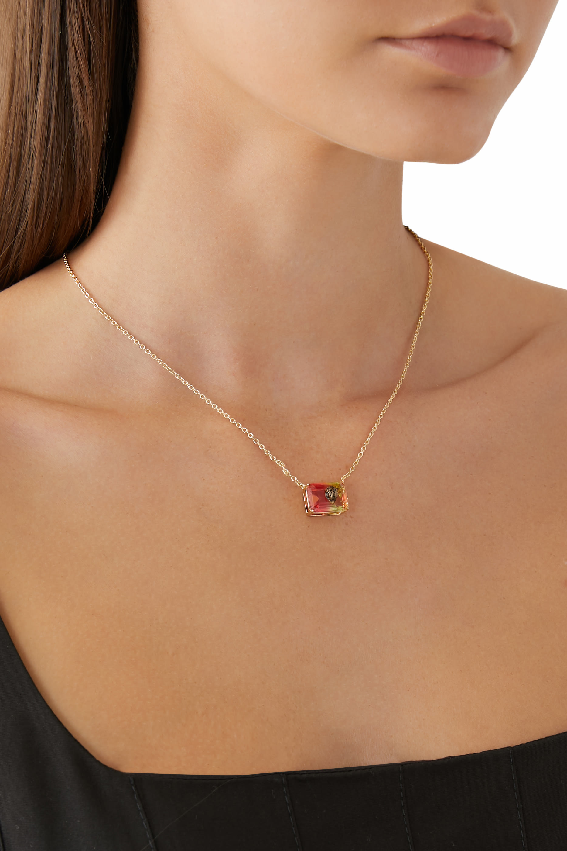 Crystal Necklace, Brass & Semi-precious Tourmaline