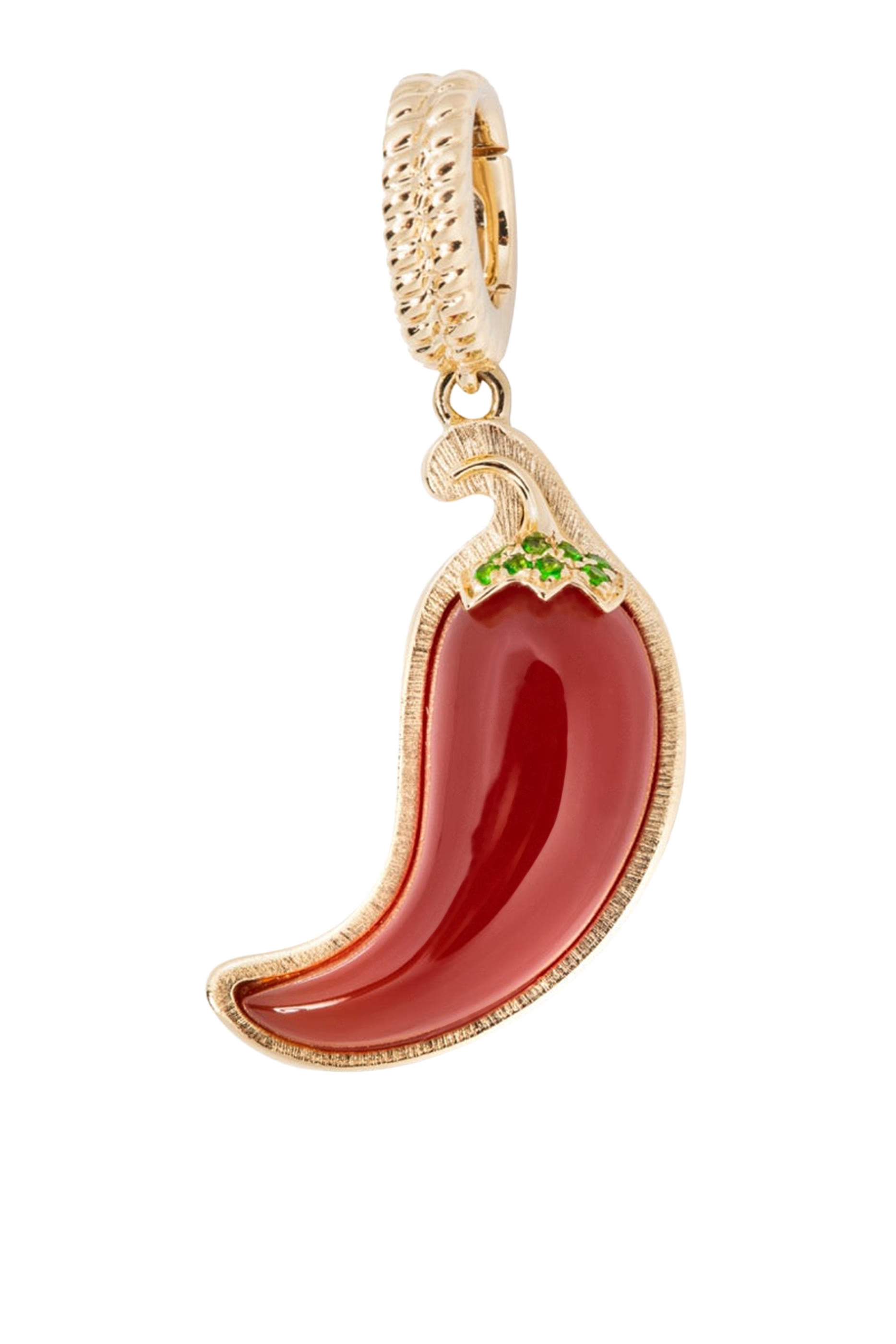 PoshSpice 2.0 Charm, 18K Yellow Gold, Red Agate & Pav&egrave; Emeralds