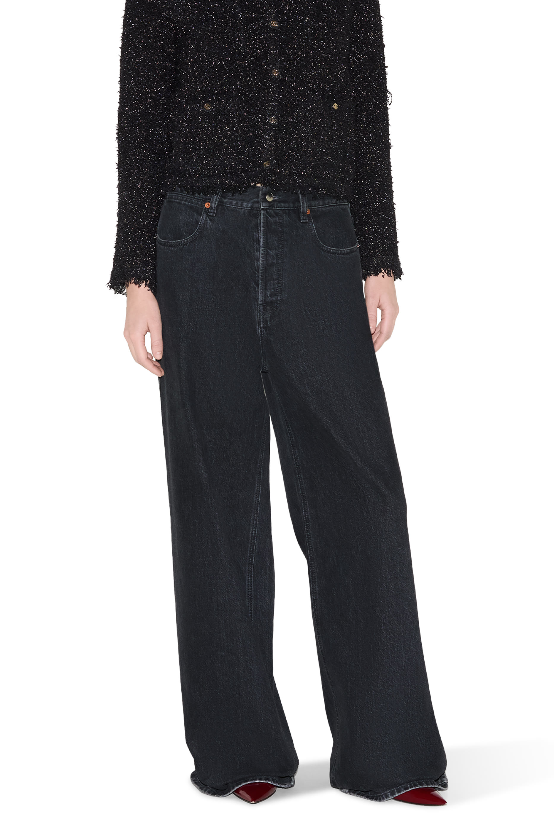 Wide Leg Denim Trousers 