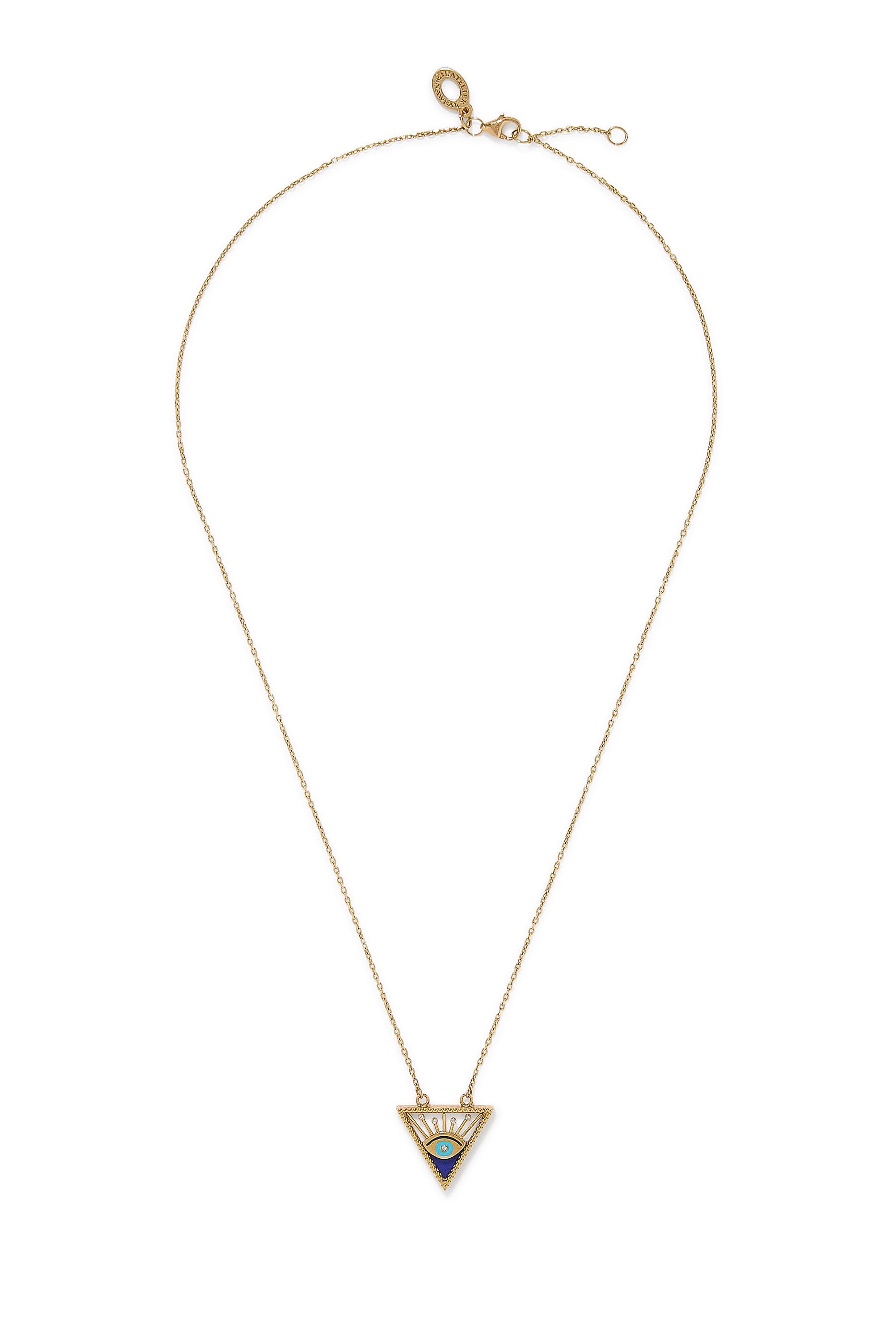 Triangle Eye Pendant, 18k Yellow Gold & Diamonds