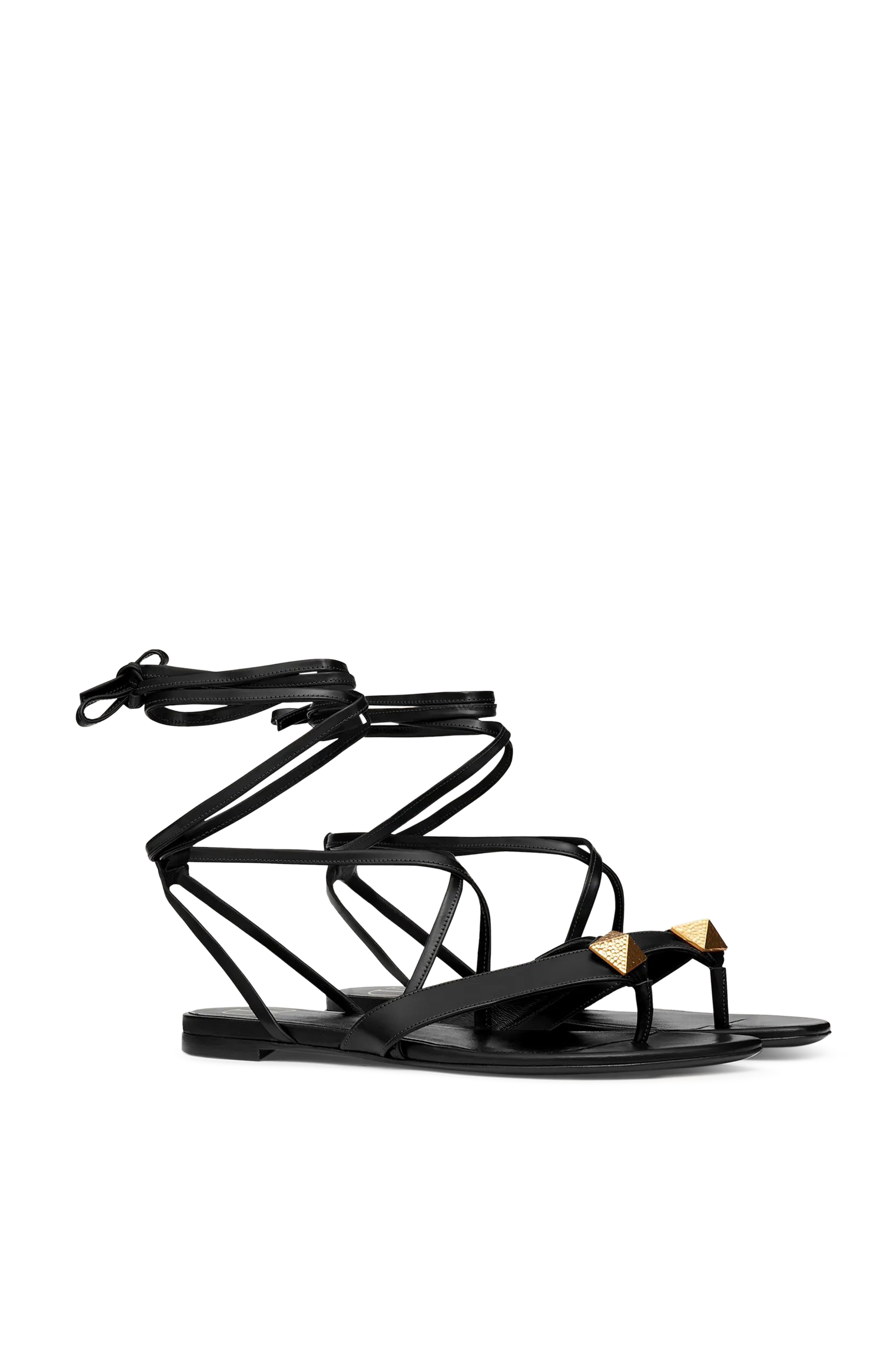 Rockstud Flat Leather Wrap Sandals