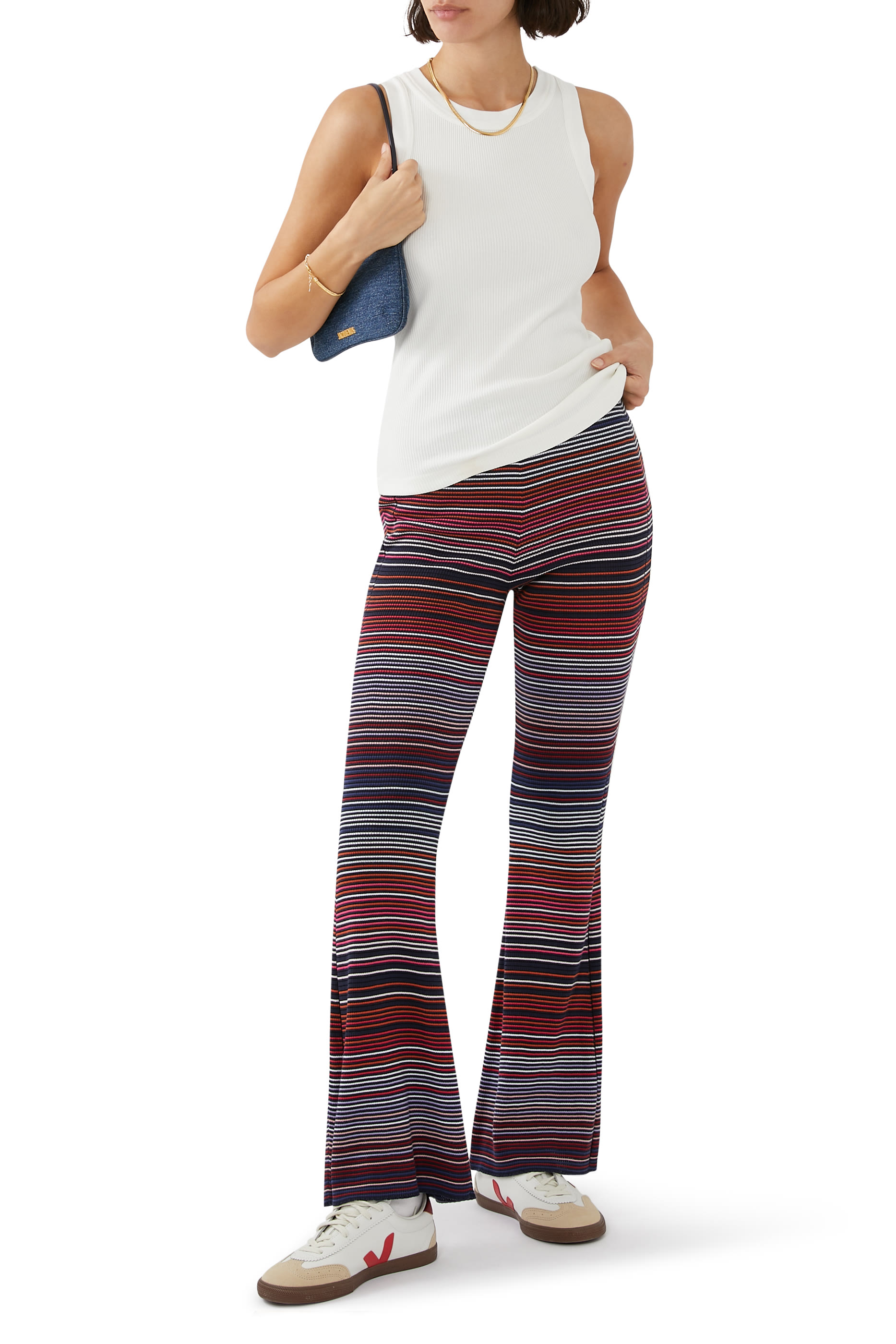 Striped Cotton Flare Pants