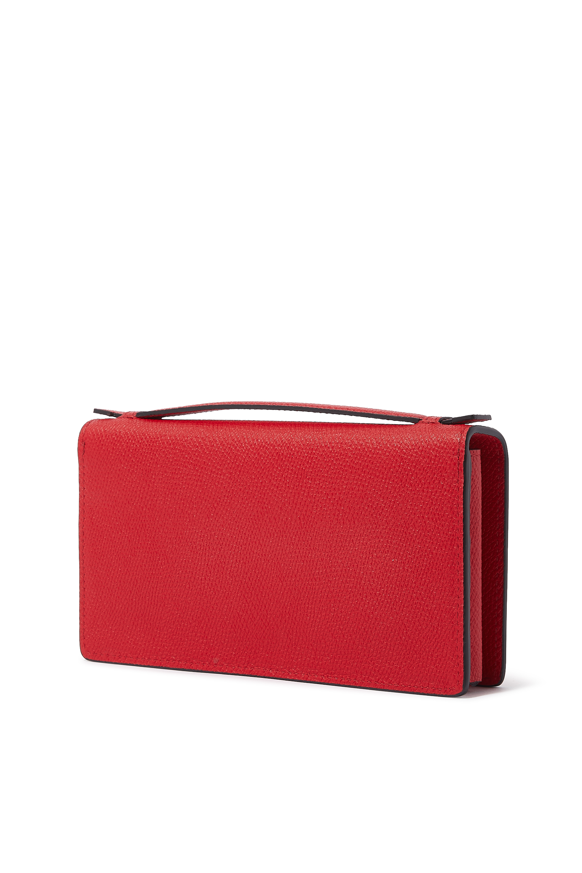 Valentino Garavani VLogo Signature Grainy Calfskin Wallet with Chain