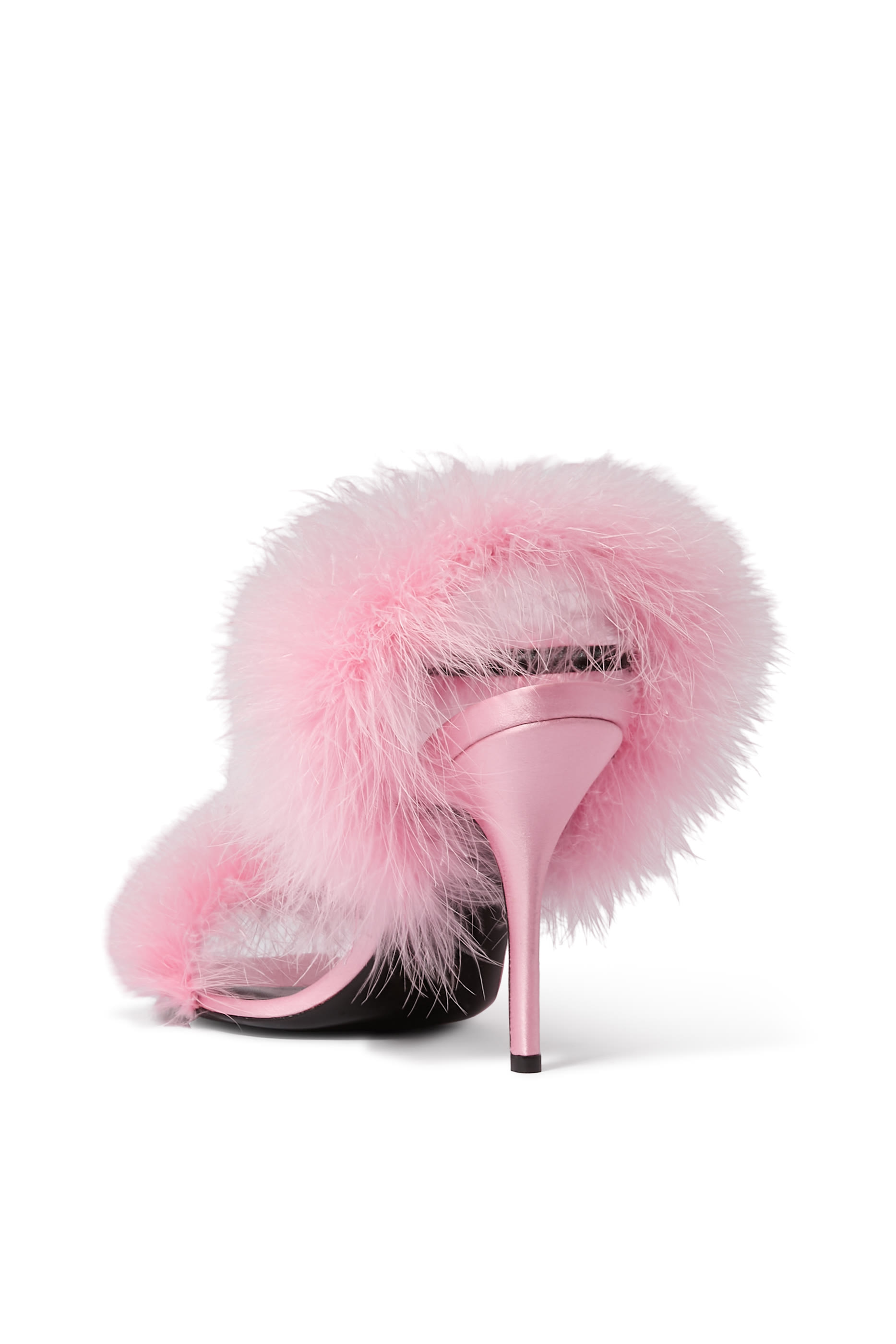 Satin 100 Sandals with Feathers